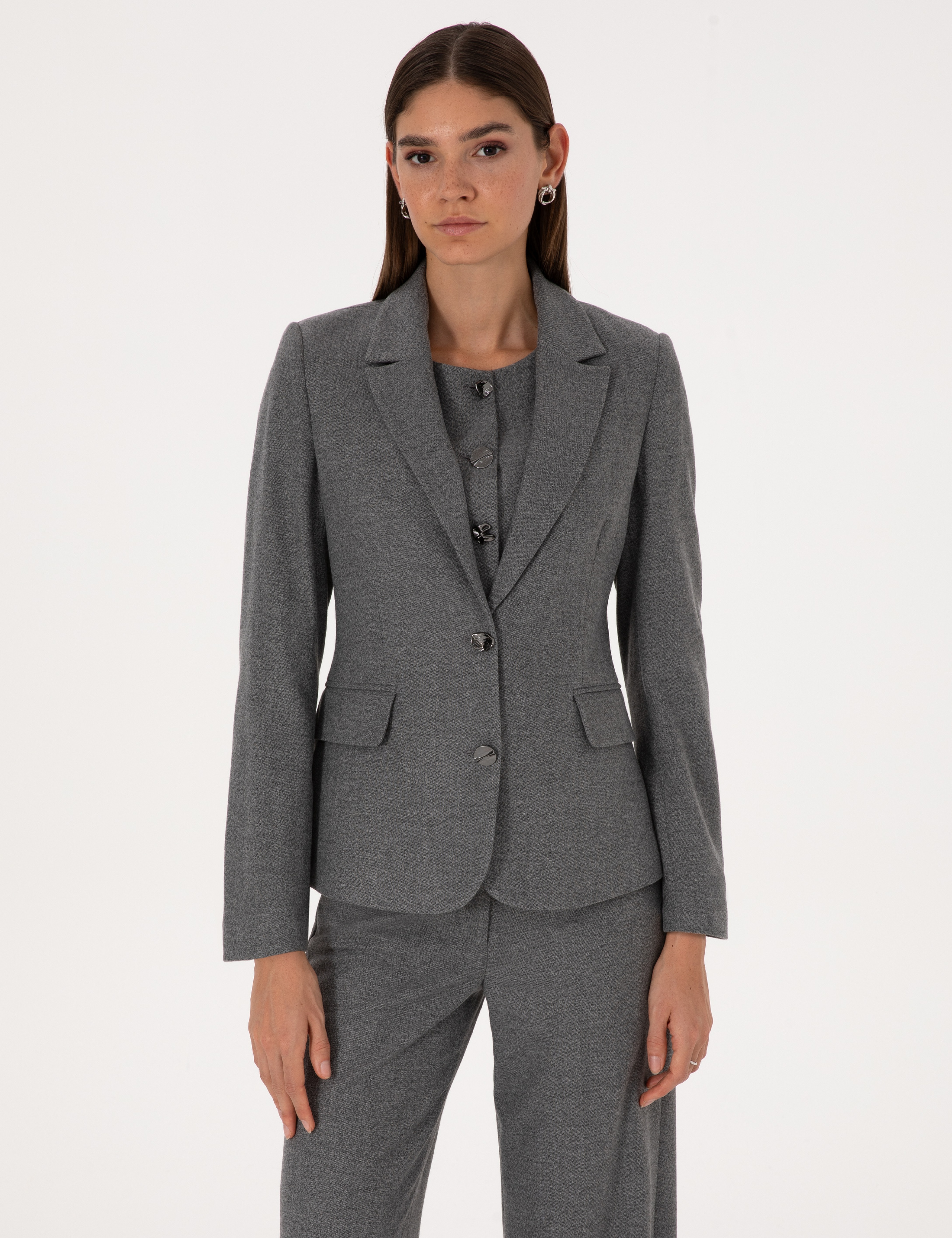 Gri Melanj Slim Fit Ceket
