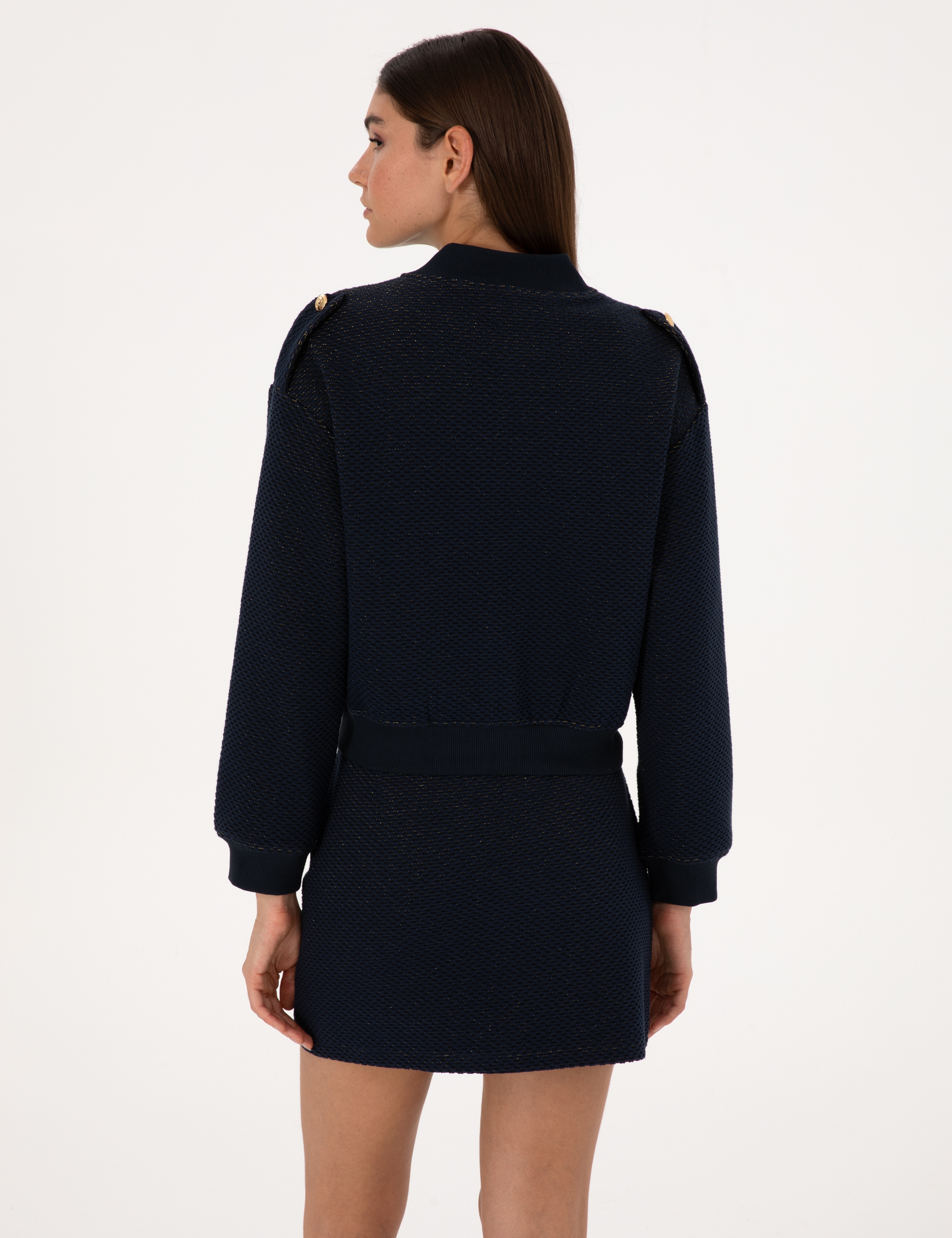 Lacivert Comfort Fit Örme Hırka - Image 5