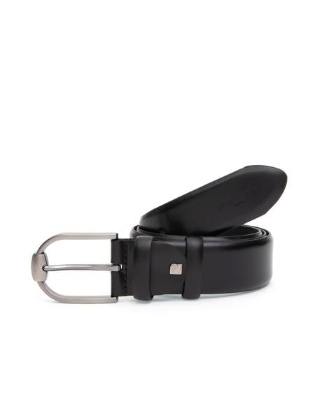 Siyah %100 Deri Denim Kemer - 50321935009