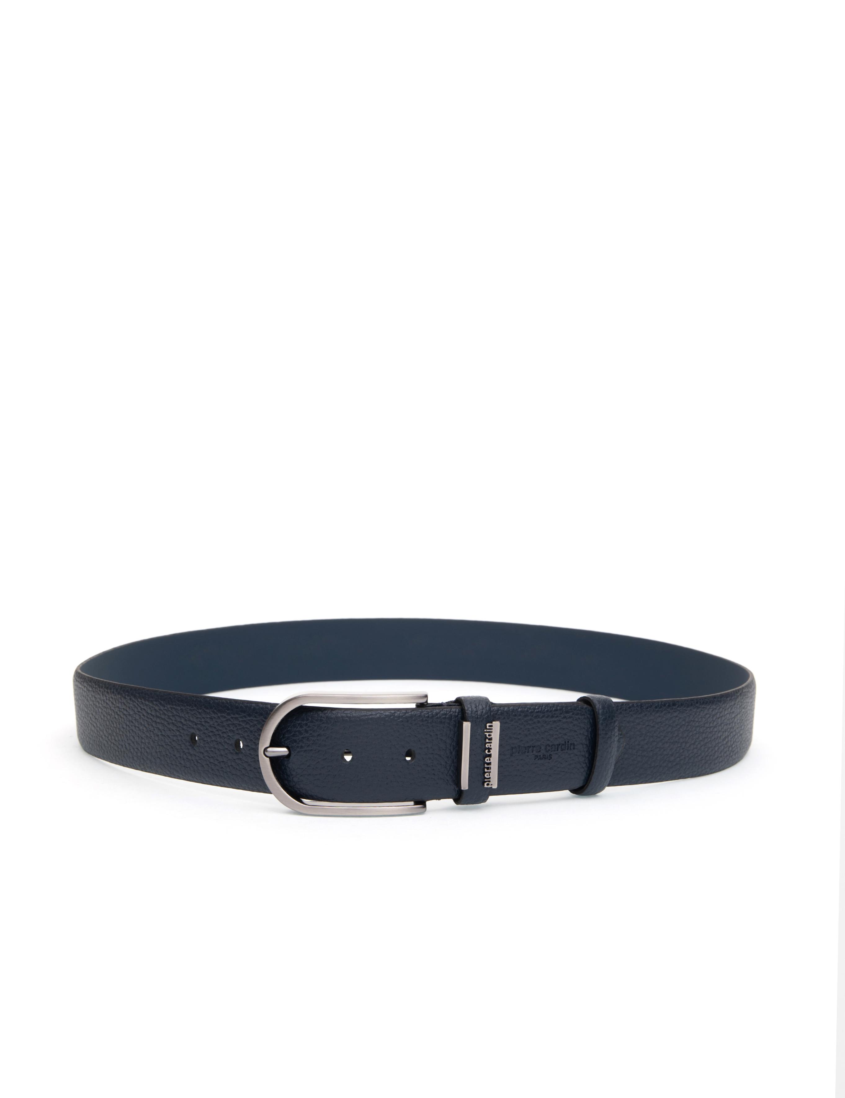 Lacivert %100 Deri Denim Kemer