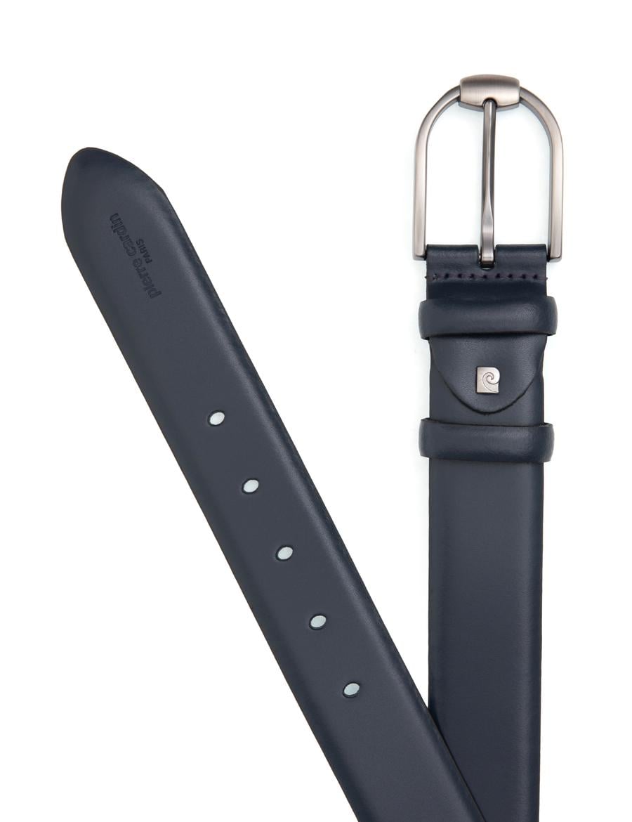 Lacivert %100 Deri Denim Kemer