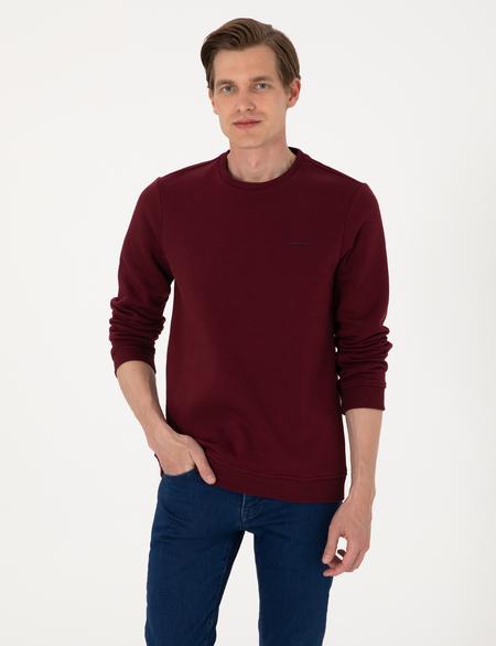 Bordo 3 İplik Regular Fit İçi Polarlı Bisiklet Yaka Basic Sweatshirt - 50315021088