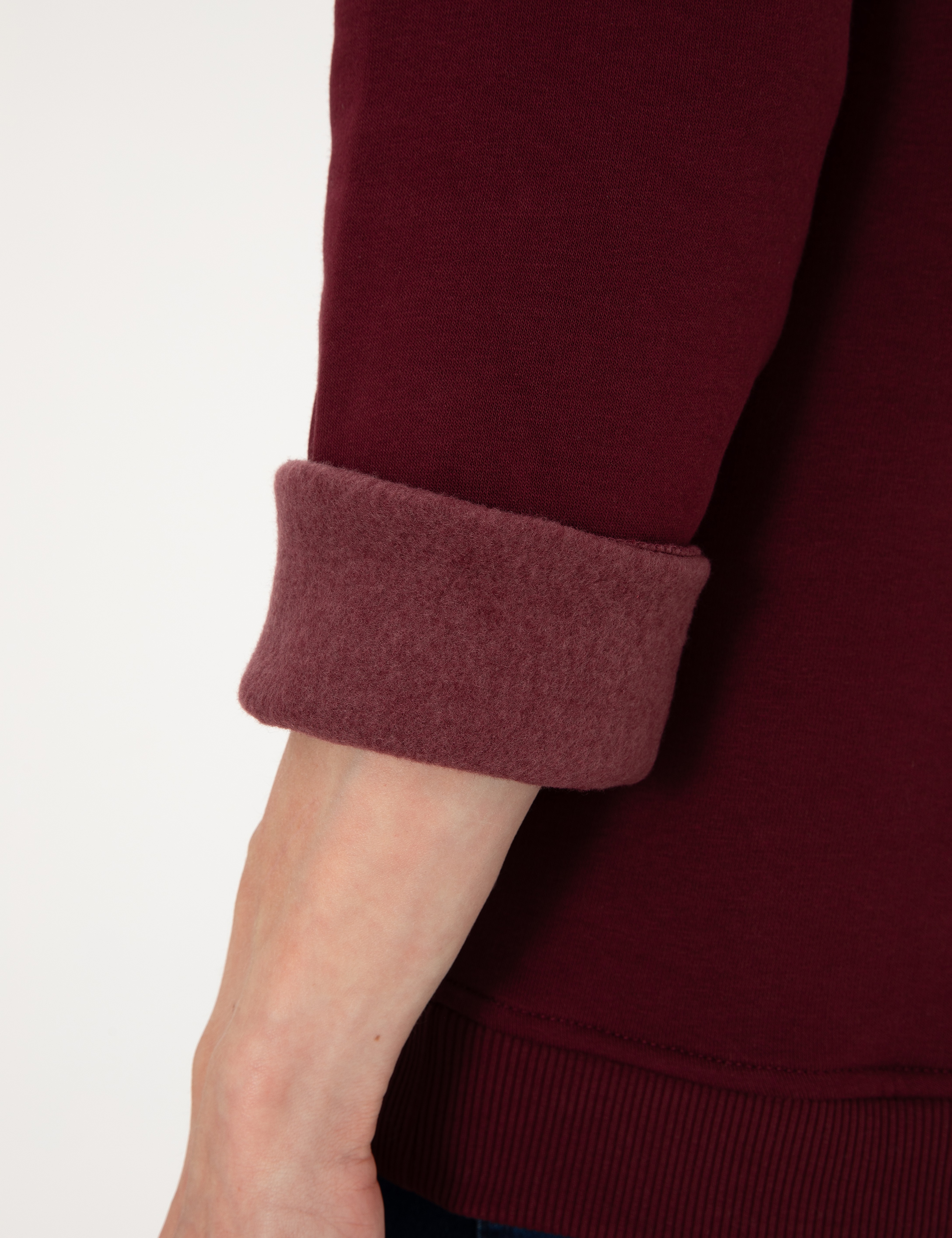 Bordo 3 İplik Regular Fit Bisiklet Yaka Basic Sweatshirt