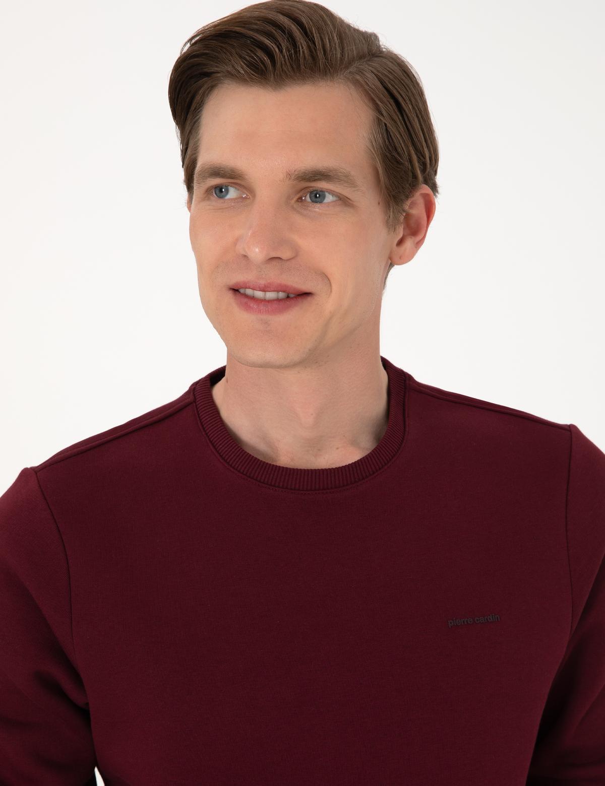 Bordo 3 İplik Regular Fit İçi Polarlı Bisiklet Yaka Basic Sweatshirt - 50315021088