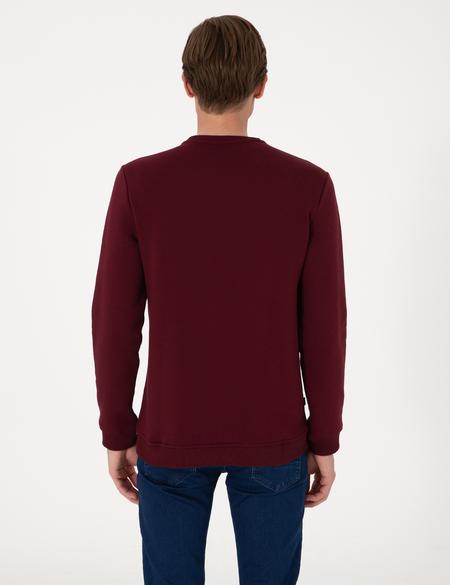 Bordo 3 İplik Regular Fit İçi Polarlı Bisiklet Yaka Basic Sweatshirt - 50315021088