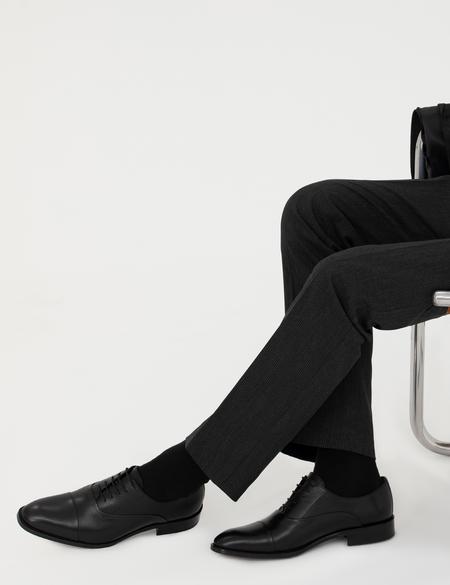 Siyah %100 Deri Microlight Taban Klasik Ayakkabı - 50310195005