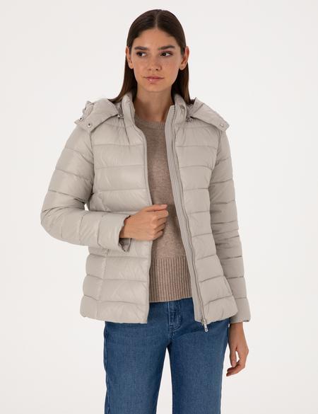 Taş Çıkarılabilir Kapüşonlu Mont - 50314169047