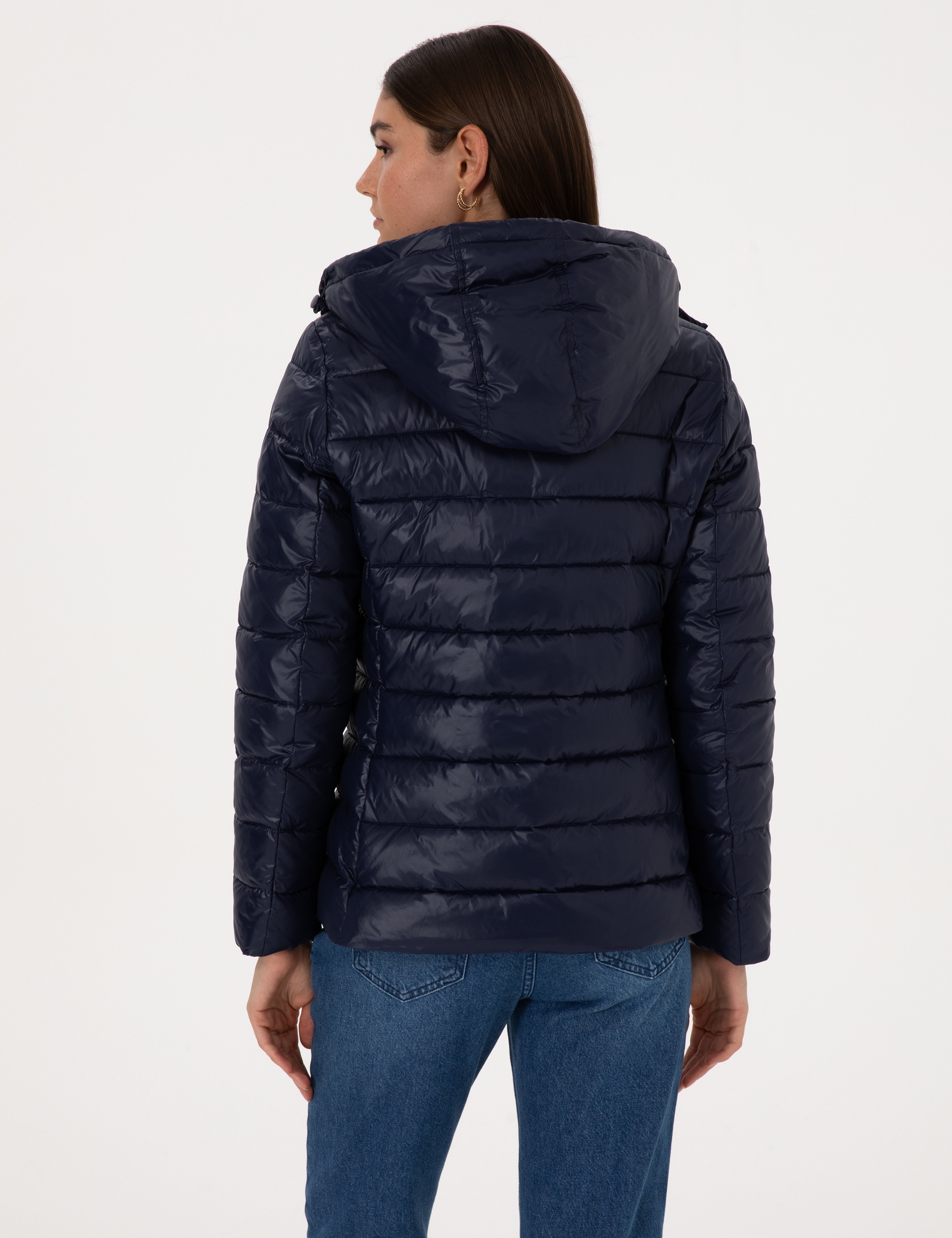 Lacivert Çıkarılabilir Kapüşonlu Mont - Image 6