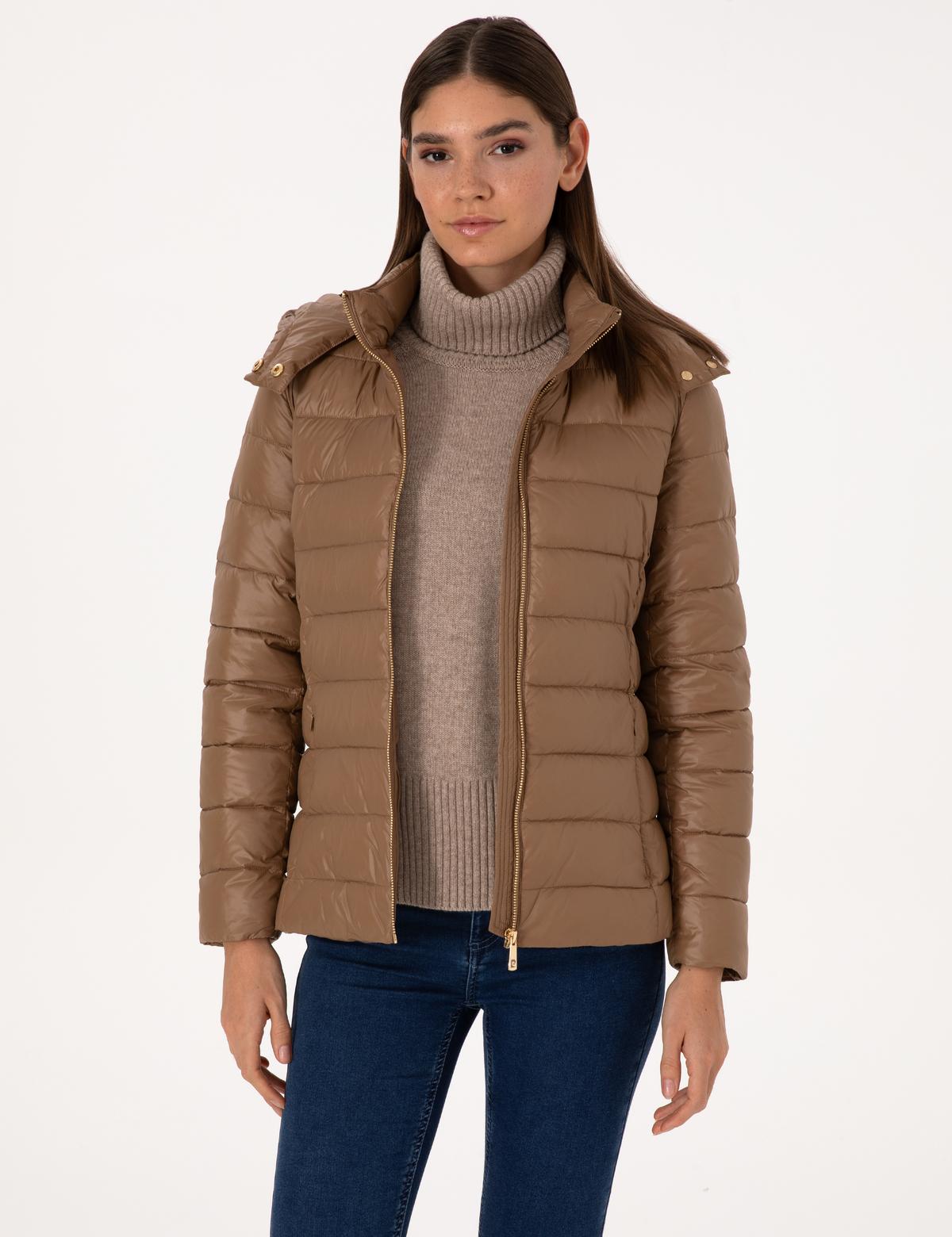 Camel Çıkarılabilir Kapüşonlu Mont