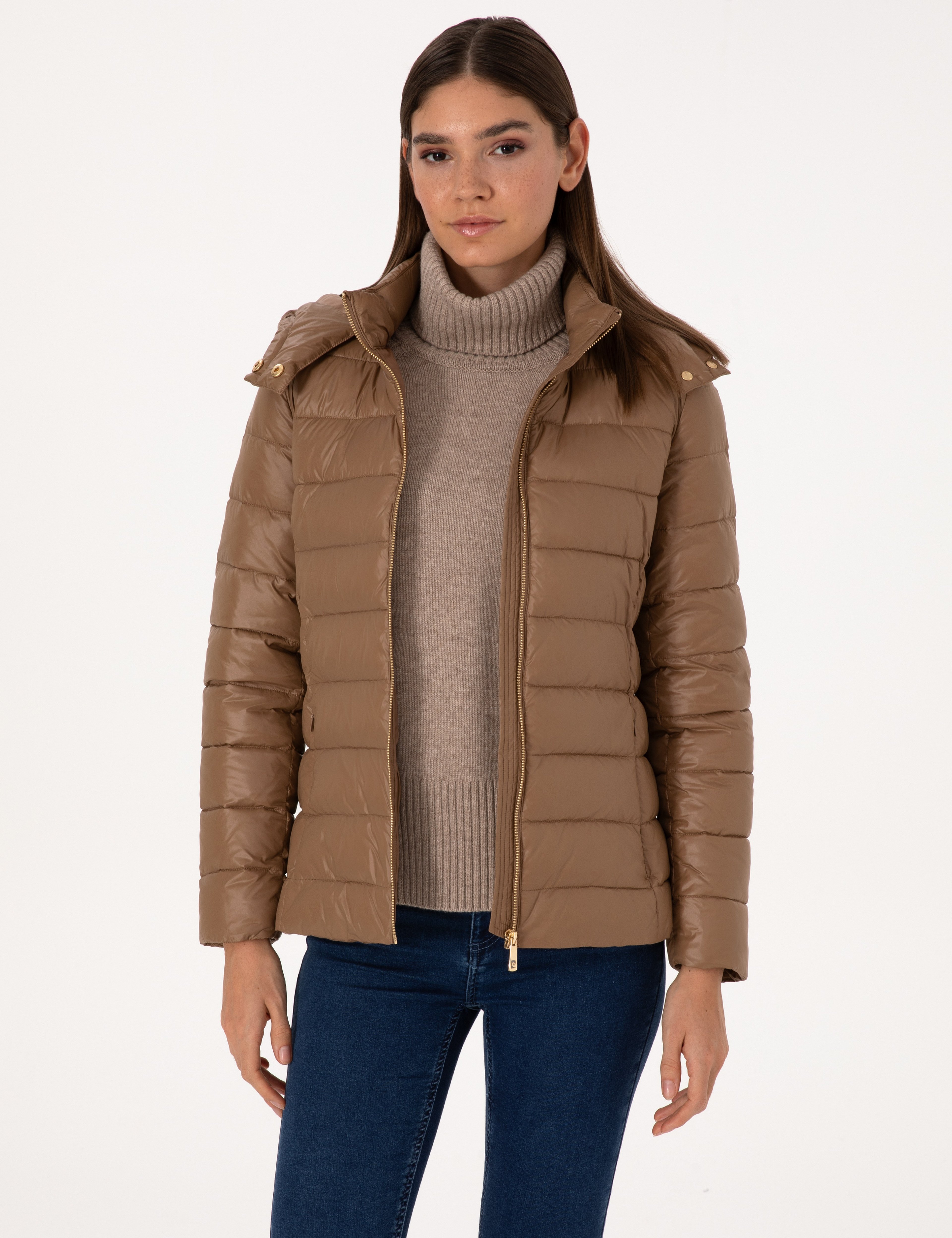 Camel Çıkarılabilir Kapüşonlu Mont