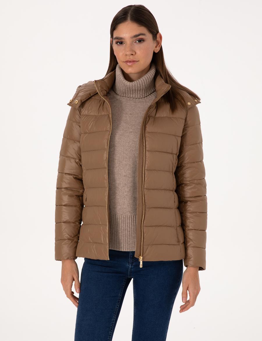 Camel Çıkarılabilir Kapüşonlu Mont