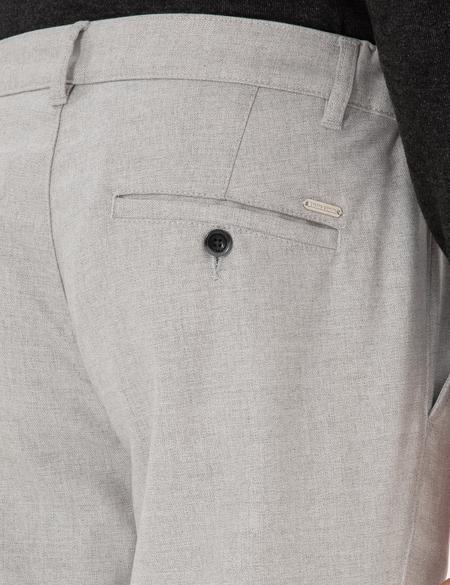 Gri Slim Fit Beli Lastikli Kanvas Pantolon - 50309943219