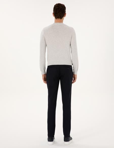 Lacivert Slim Fit Beli Lastikli Kanvas Pantolon - 50309943235