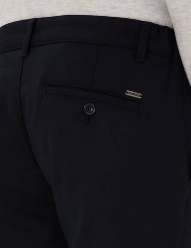 Lacivert Slim Fit Beli Lastikli Kanvas Pantolon