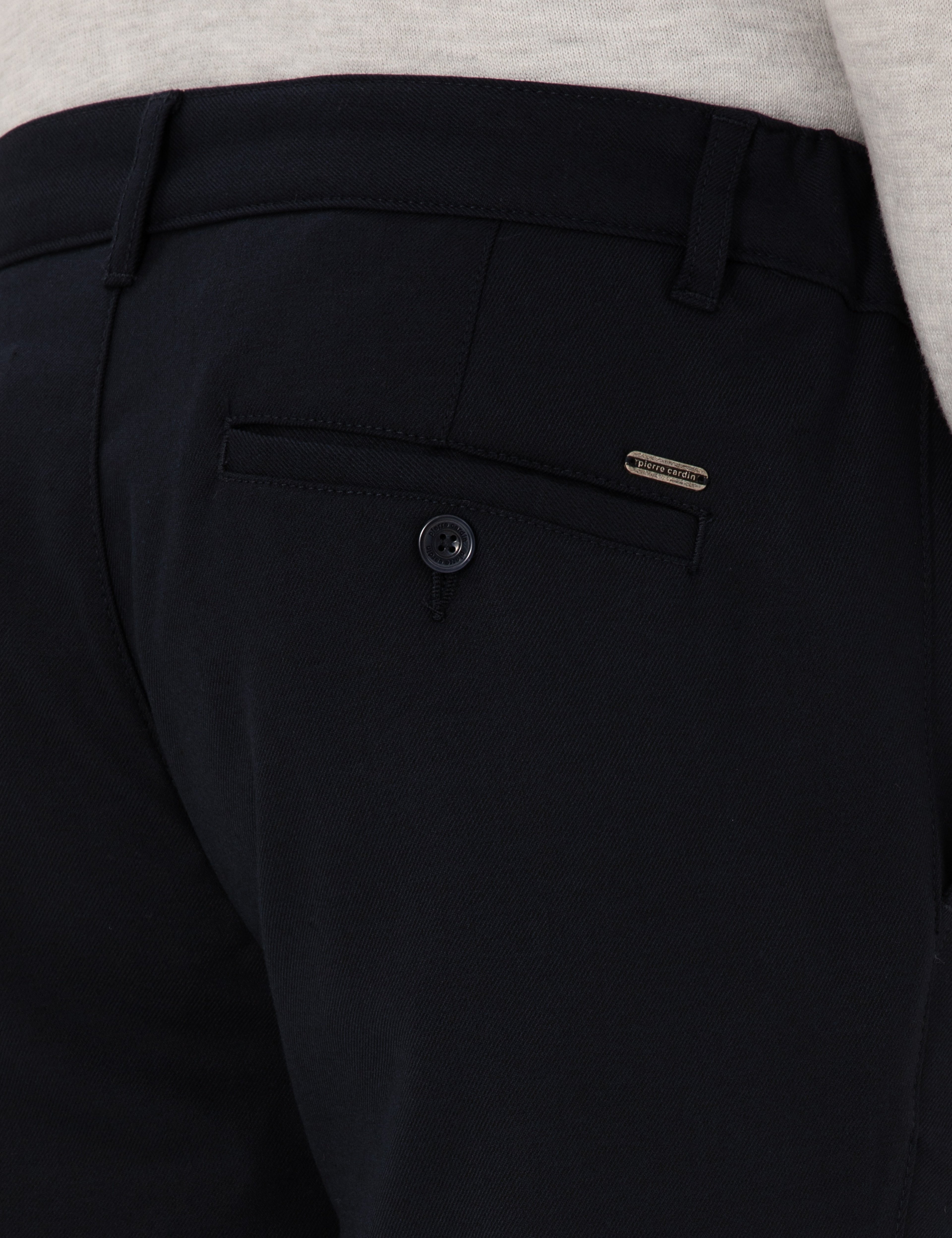 Lacivert Slim Fit Beli Lastikli Kanvas Pantolon