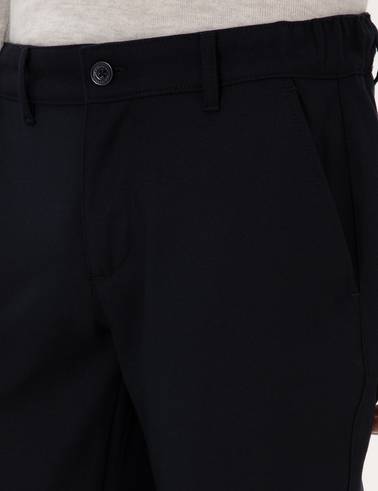 Lacivert Slim Fit Beli Lastikli Kanvas Pantolon