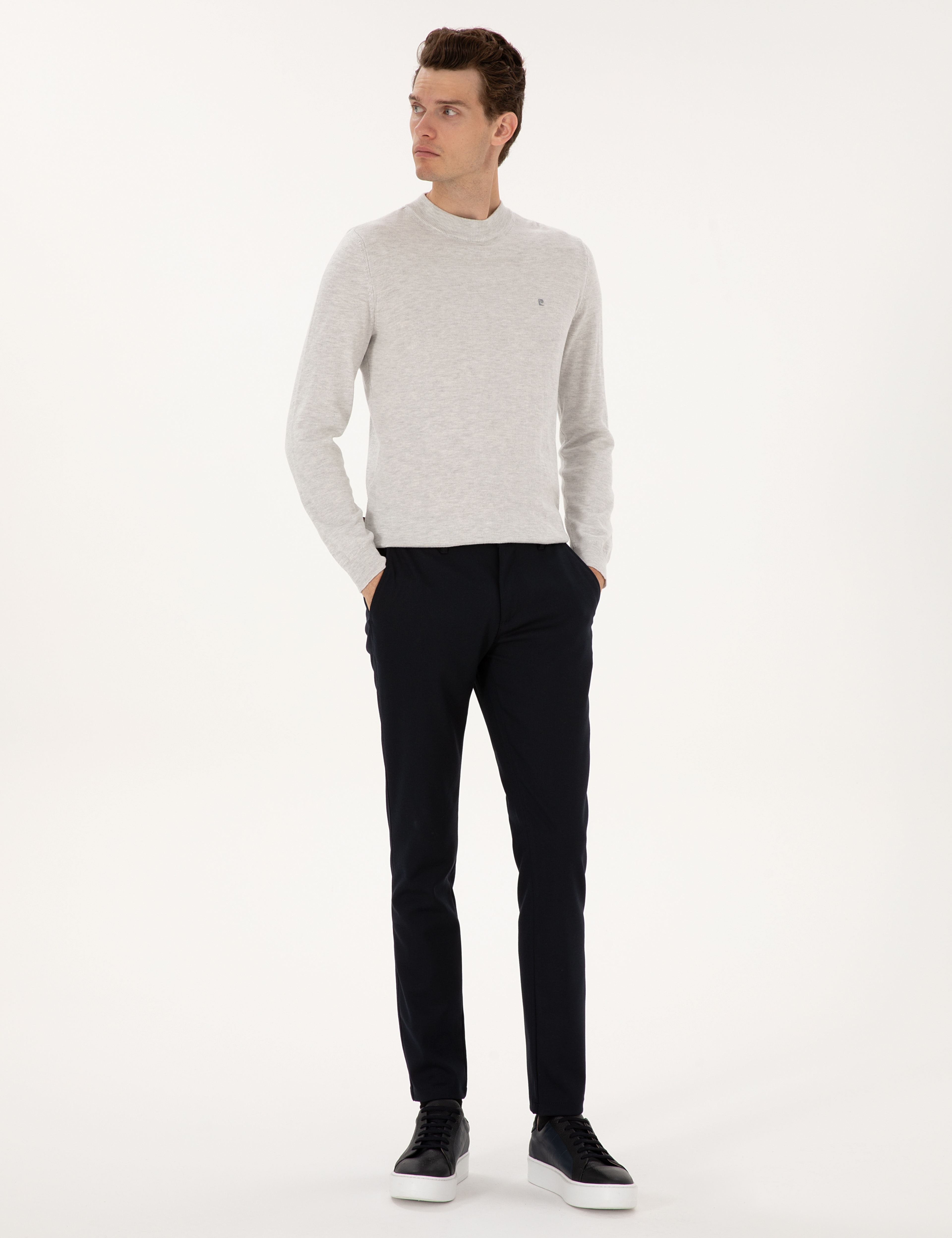 Lacivert Slim Fit Beli Lastikli Kanvas Pantolon - Image 3