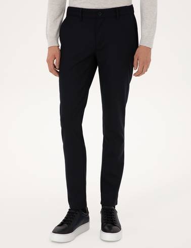 Lacivert Slim Fit Beli Lastikli Kanvas Pantolon