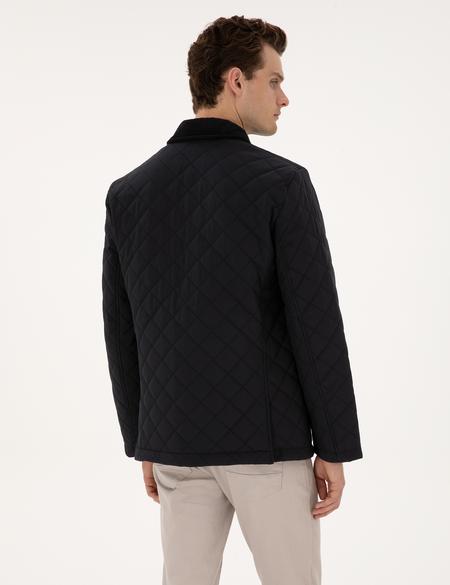 Lacivert Gömlek Yaka Kapitone Mont - 50313862006