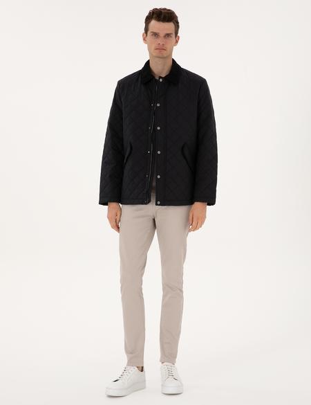 Lacivert Gömlek Yaka Kapitone Mont - 50313862006