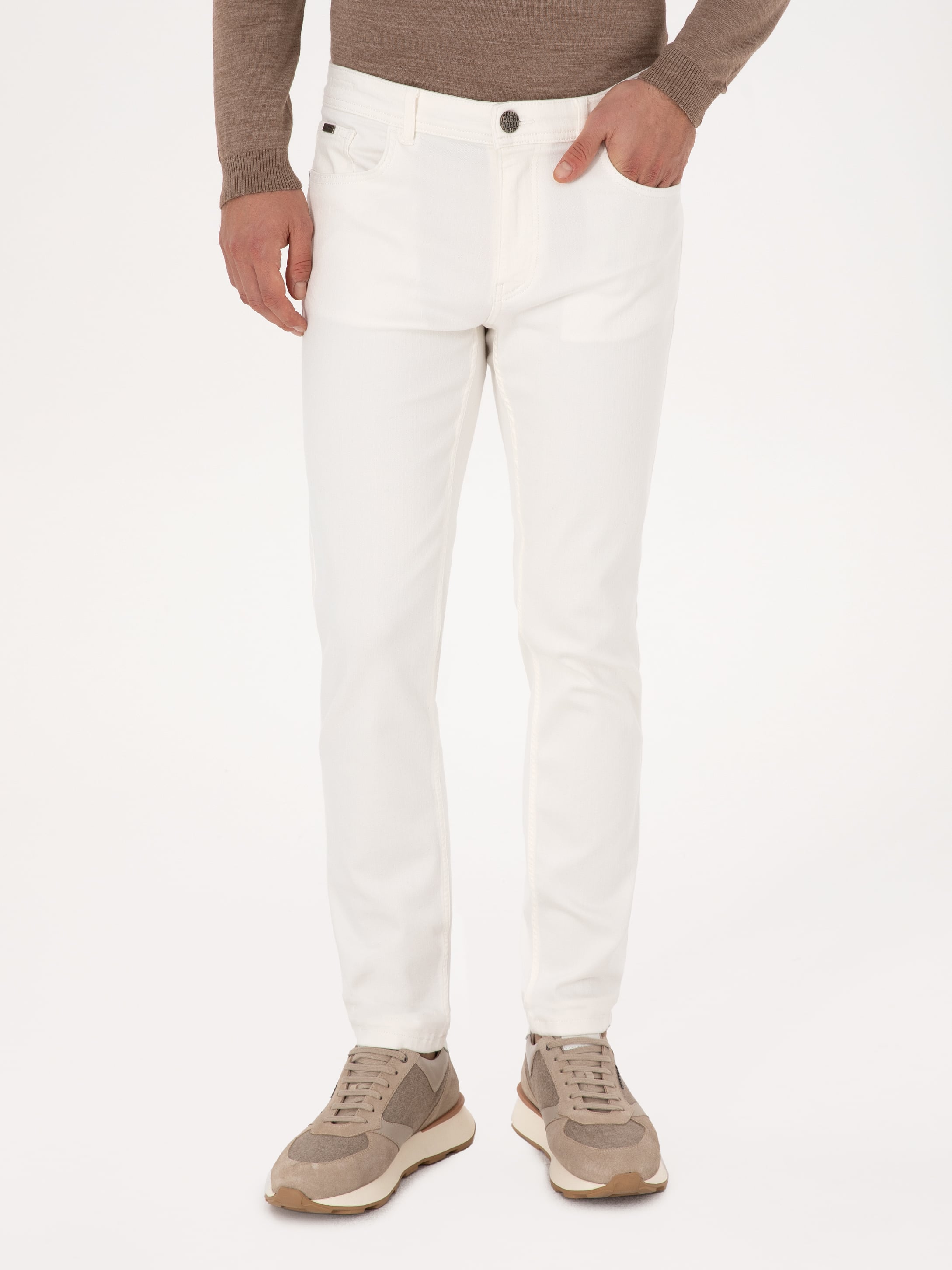 Beyaz Slim Fit Pamuk Liyosel Karışımlı Jean Pantolon - 50317113007