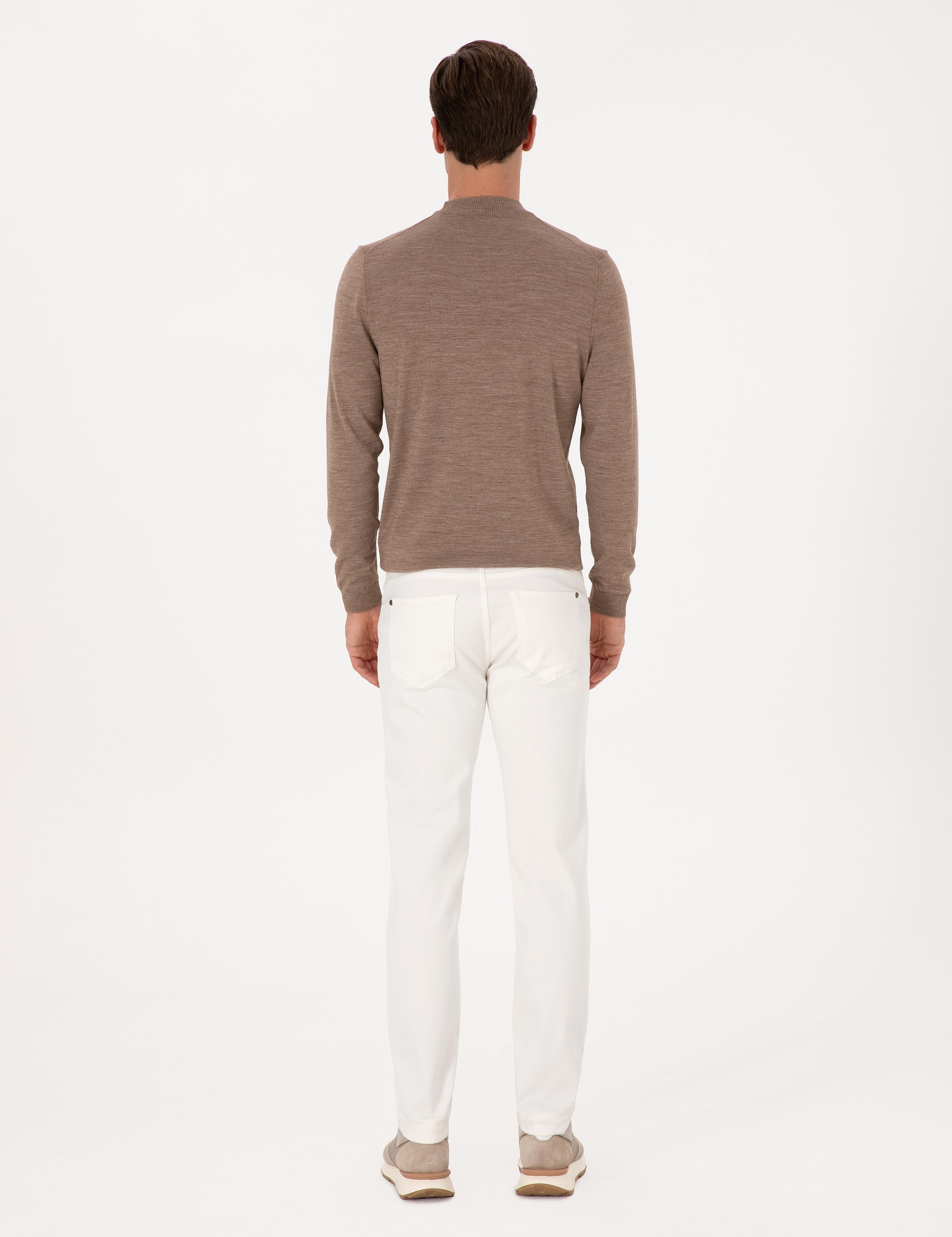 Beyaz Slim Fit Pamuk Liyosel Karışımlı Jean Pantolon