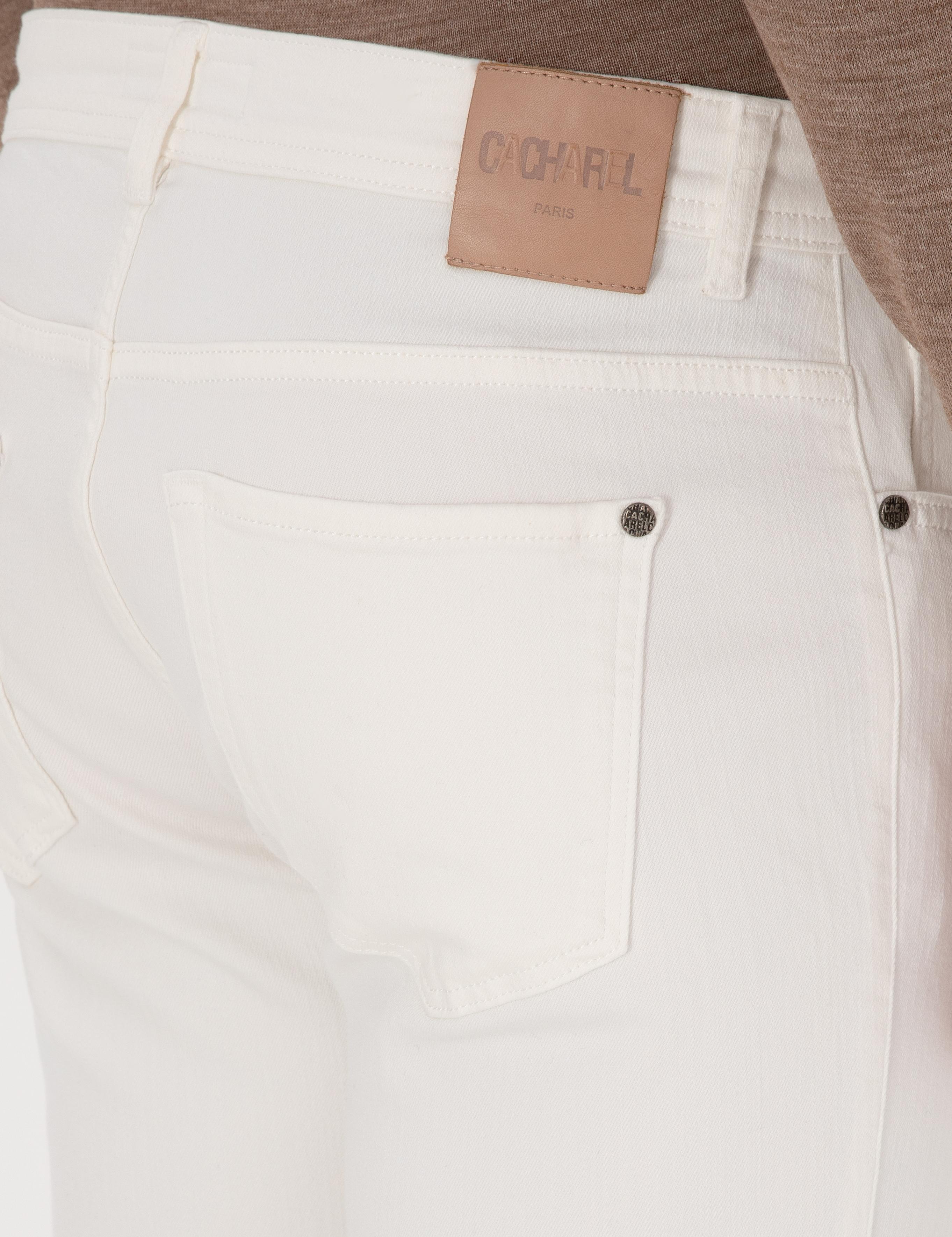 Beyaz Slim Fit Pamuk Liyosel Karışımlı Jean Pantolon