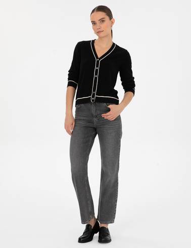 Siyah Slim Fit Triko Hırka