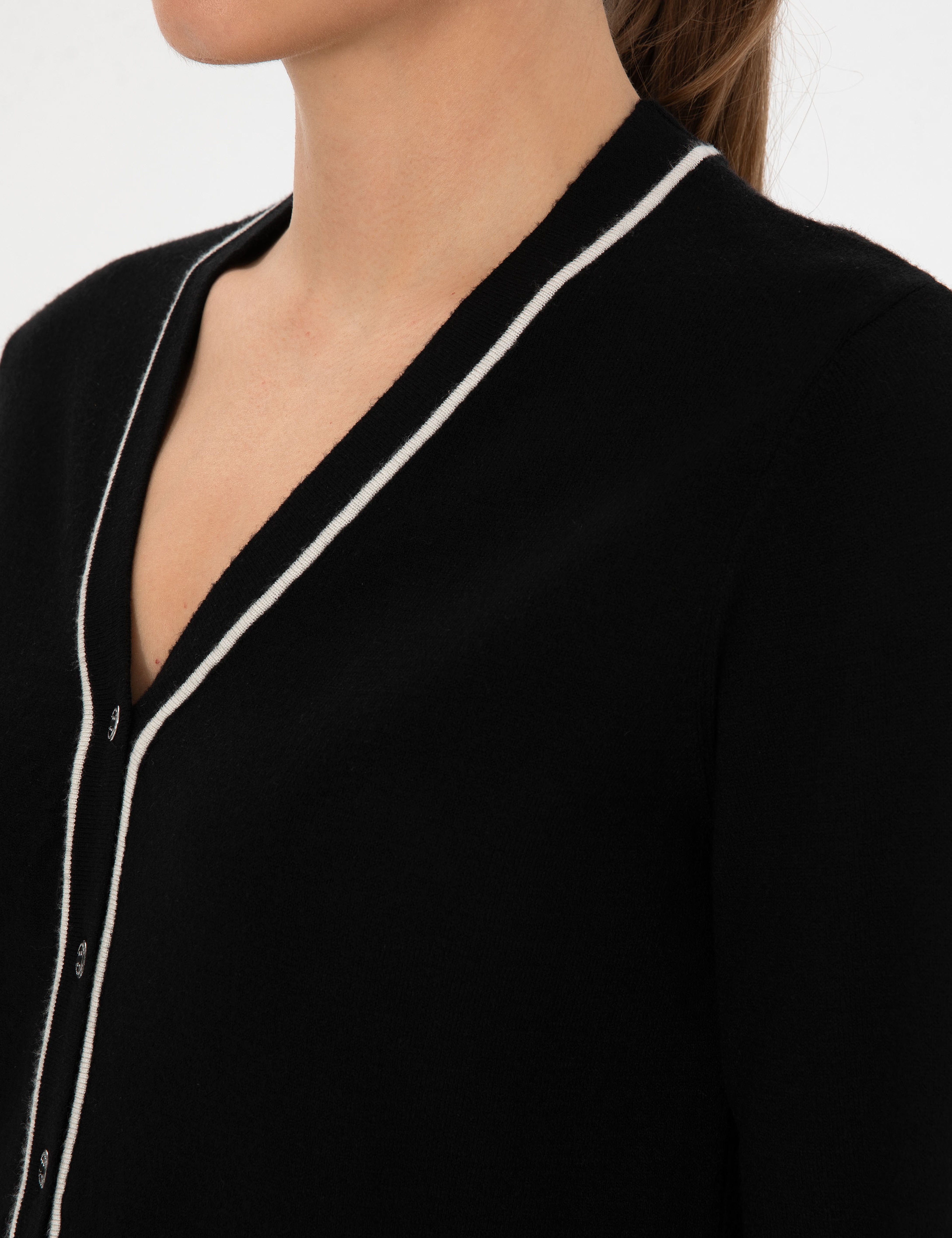 Siyah Slim Fit Triko Hırka - Image 7