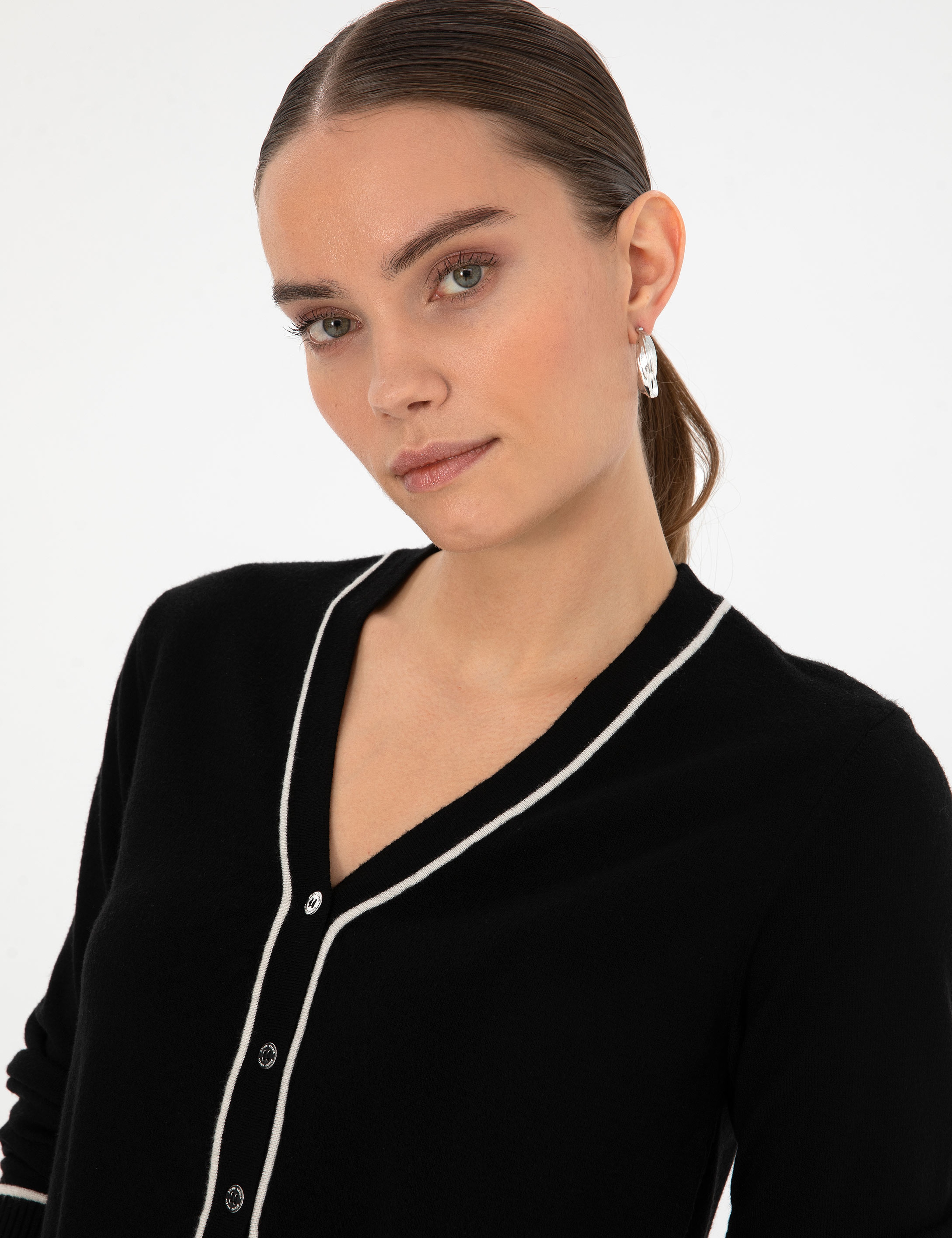 Siyah Slim Fit Triko Hırka