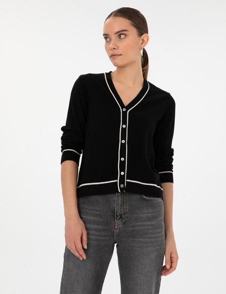 Siyah Slim Fit Triko Hırka - 50316344003