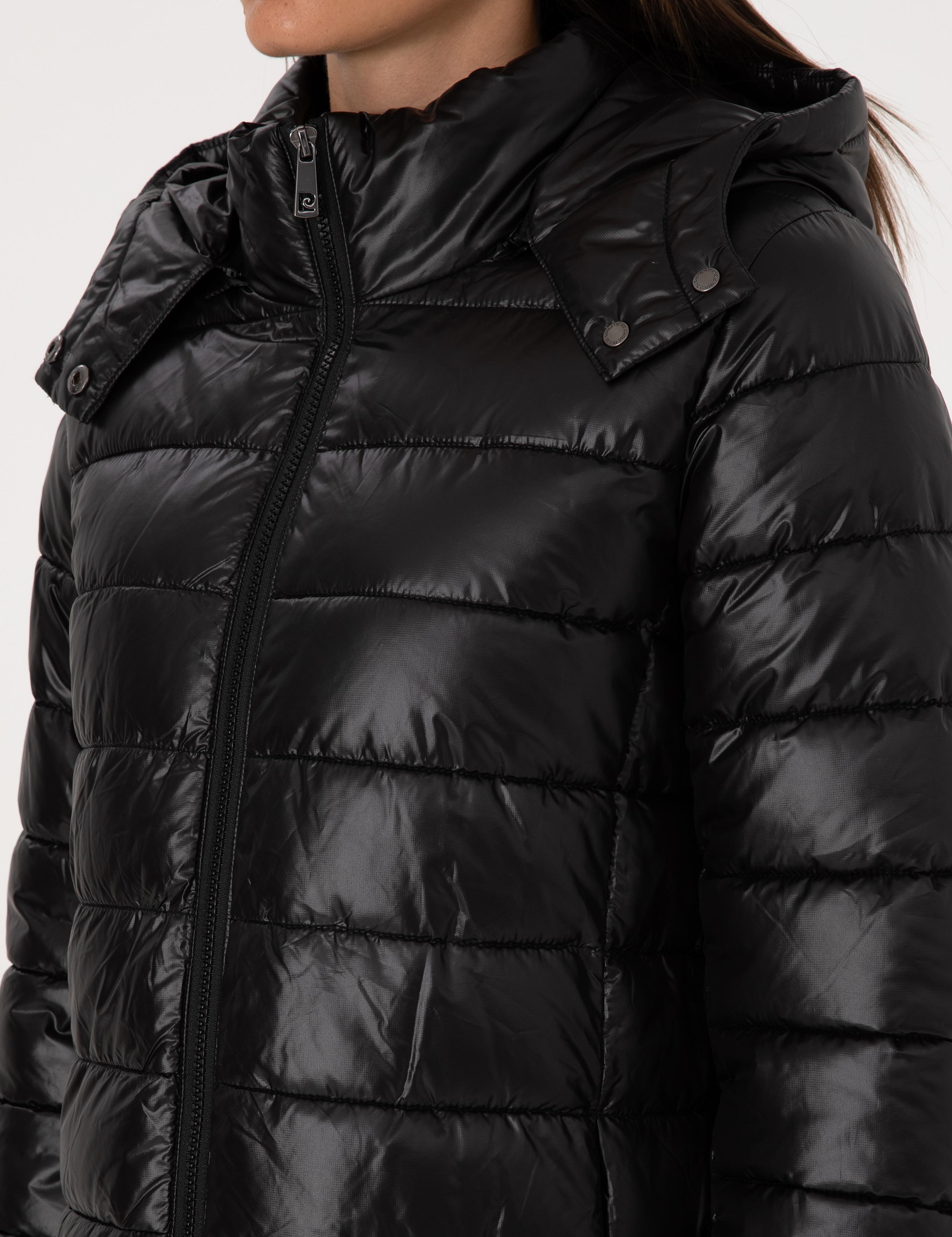 Siyah Çıkarılabilir Kapüşonlu Kapitone Uzun Mont