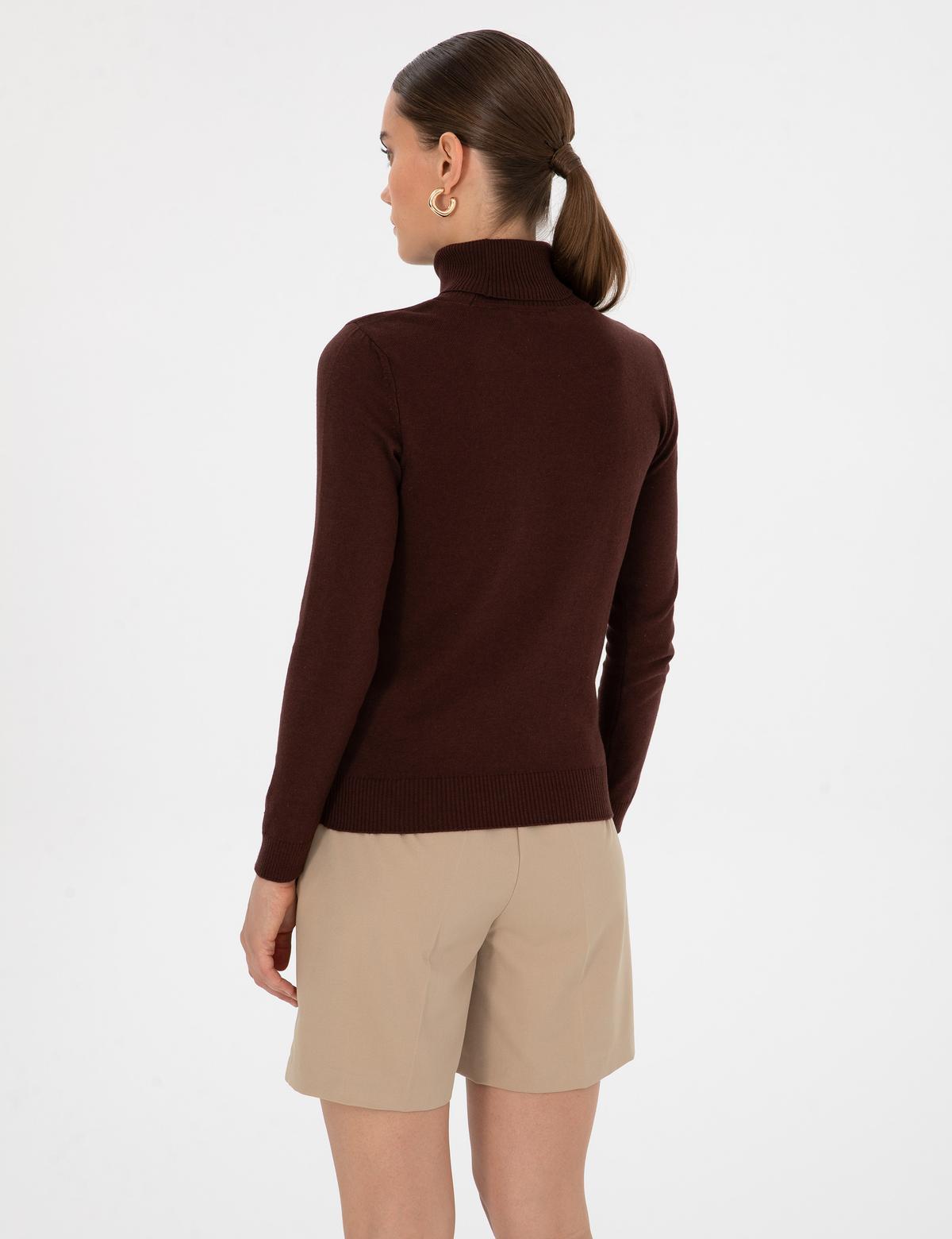 Kahverengi Slim Fit Basic Kazak - 50315747073