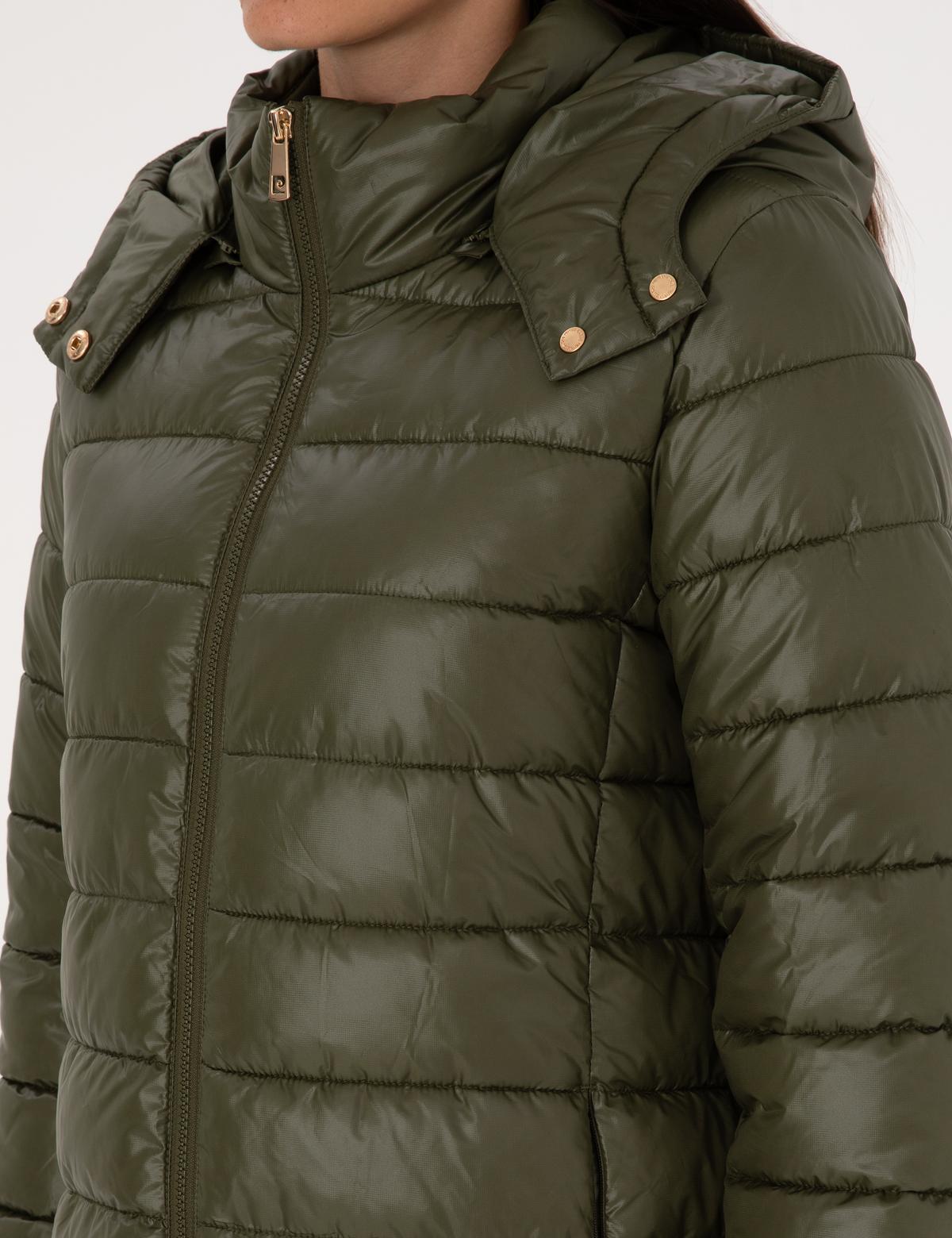 Haki Çıkarılabilir Kapüşonlu Kapitone Uzun Mont - 50314165043