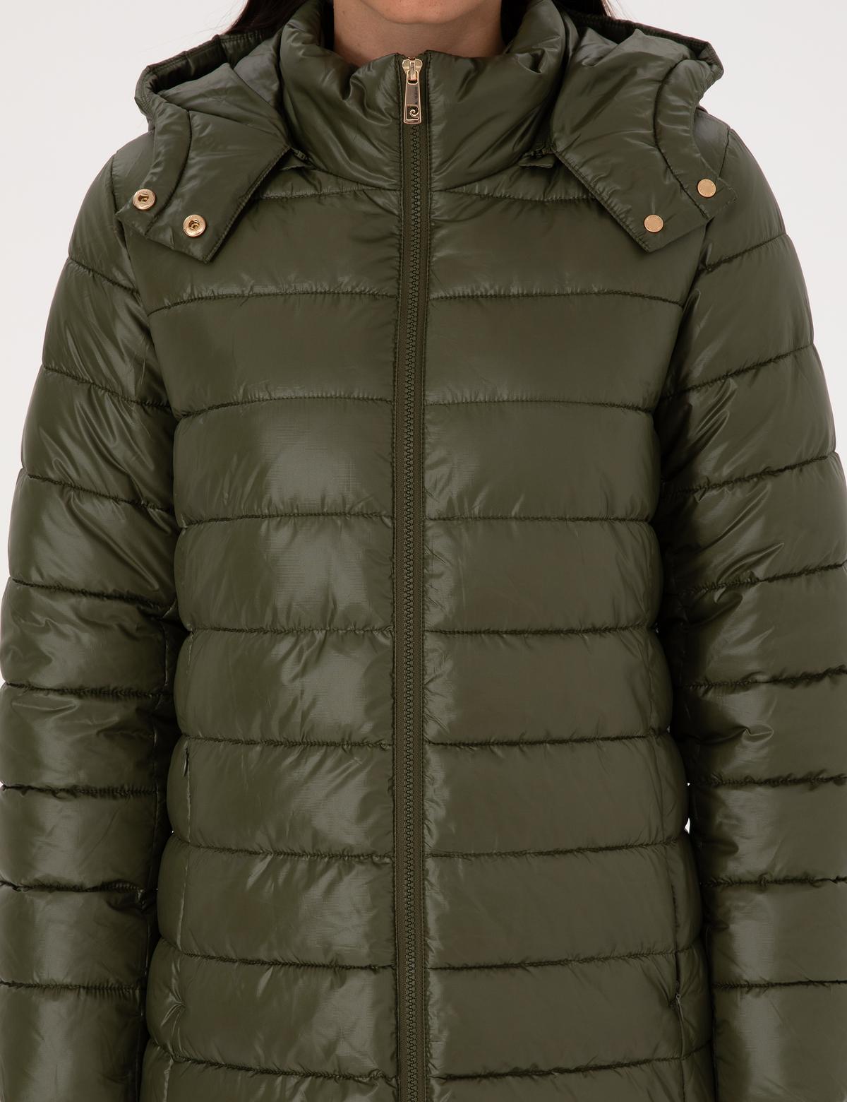 Haki Çıkarılabilir Kapüşonlu Kapitone Uzun Mont - 50314165043