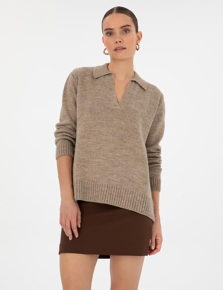 Bej Comfort Fit Polo Yaka Kazak - 50317226006