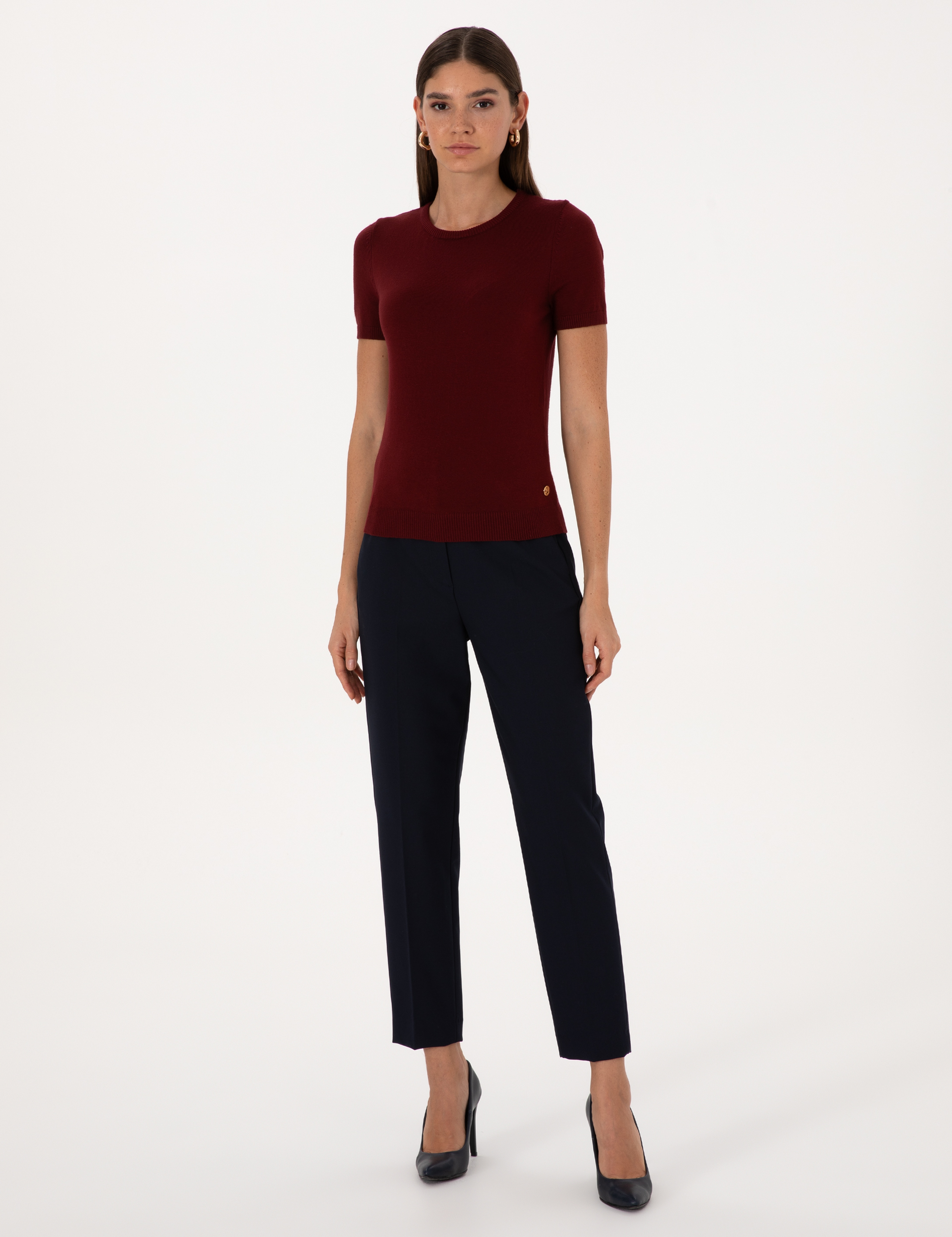 Vişne Slim Fit Triko Tişört - Image 4