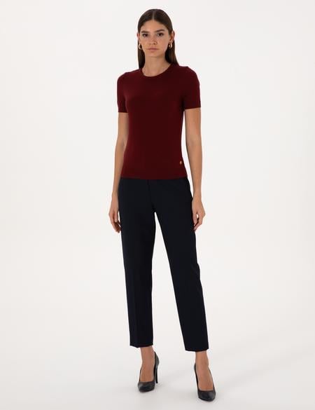 Vişne Slim Fit Triko Tişört - 50316341021