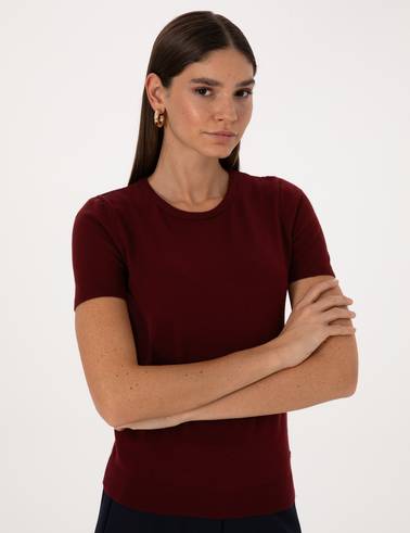 Vişne Slim Fit Triko Tişört