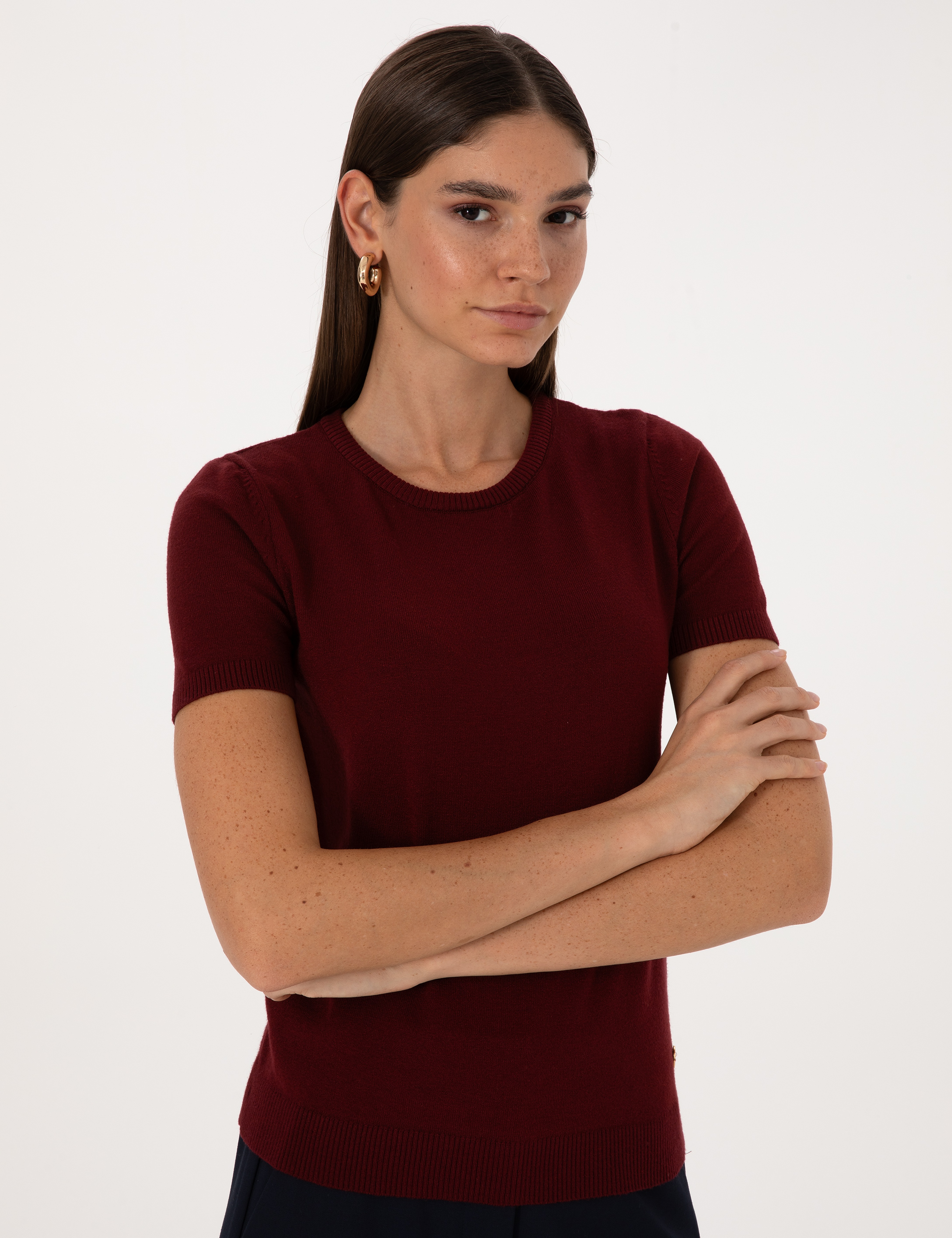 Vişne Slim Fit Triko Tişört - Image 2