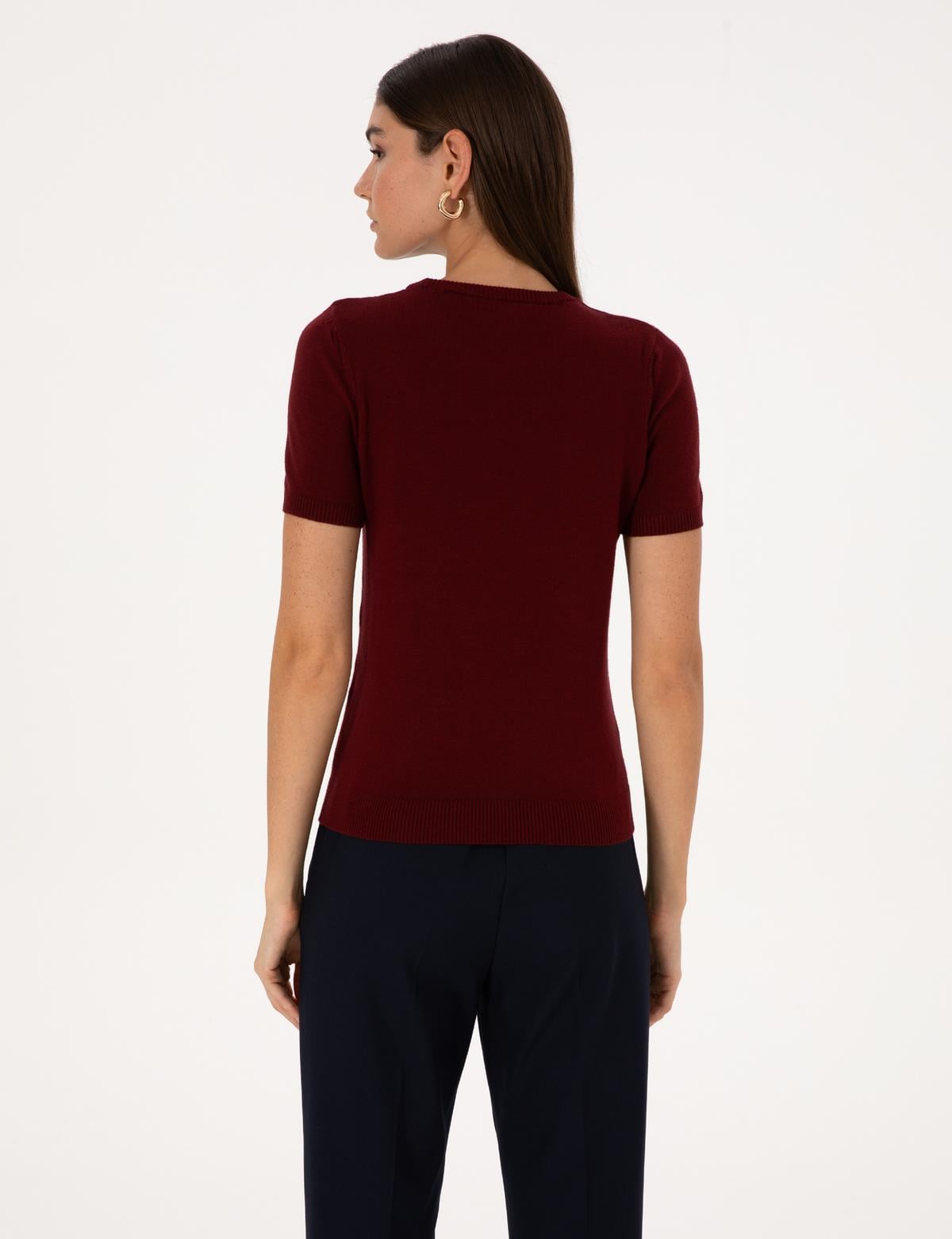 Vişne Slim Fit Triko Tişört - 50316341021