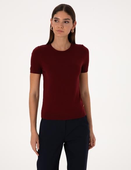 Vişne Slim Fit Triko Tişört - 50316341021