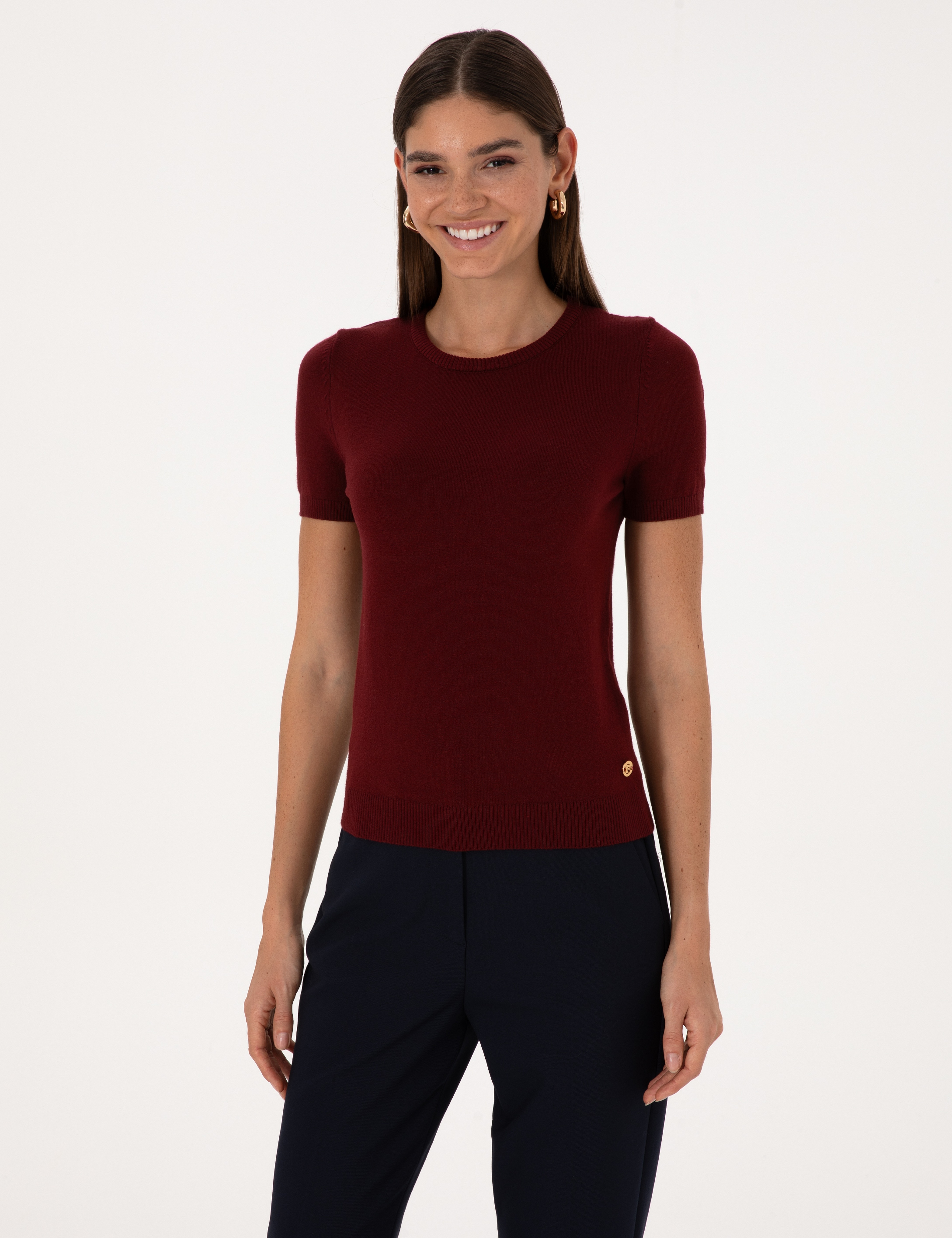 Vişne Slim Fit Triko Tişört - Image 1