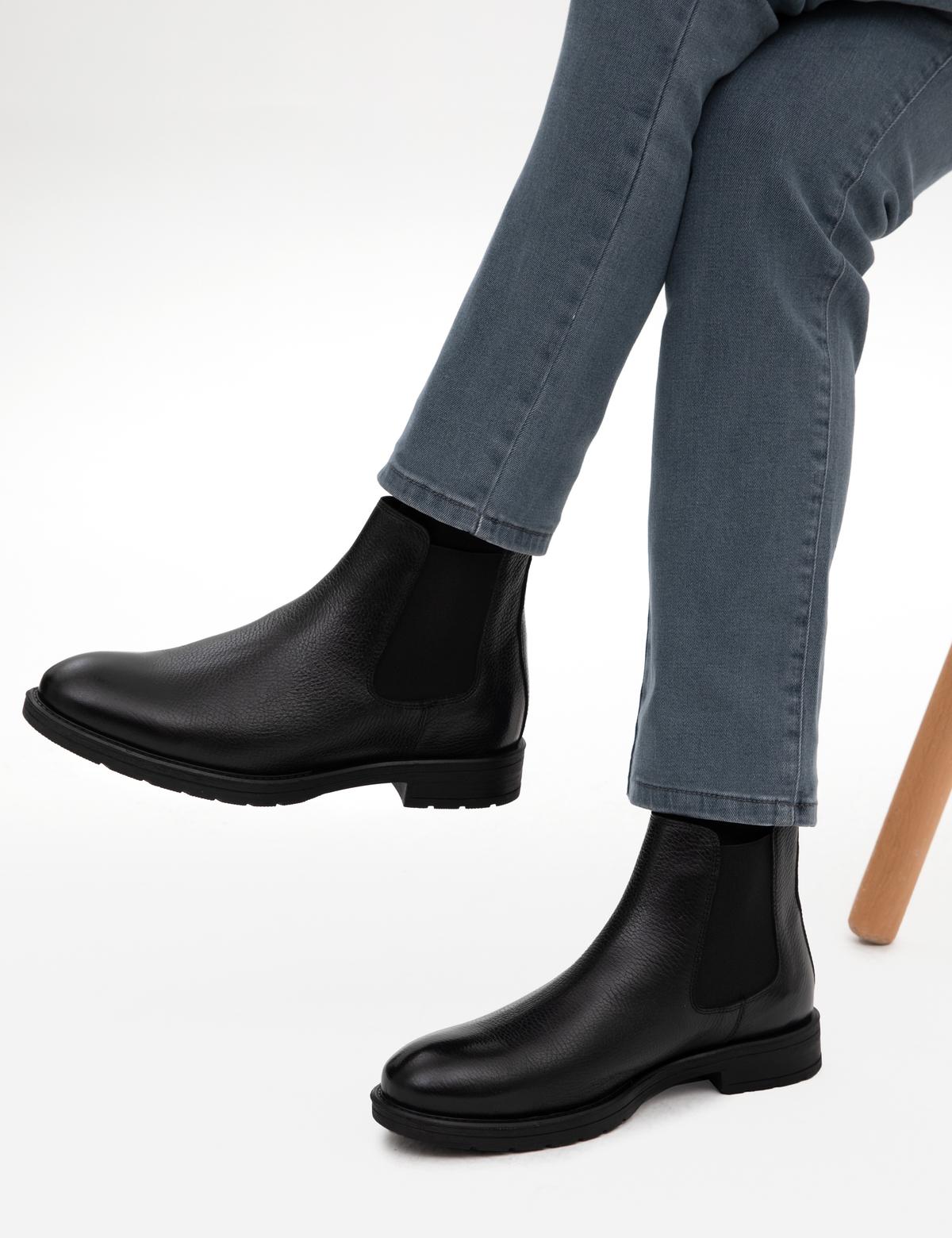 Siyah %100 Deri Kauçuk Taban Chelsea Bot - 50318852006