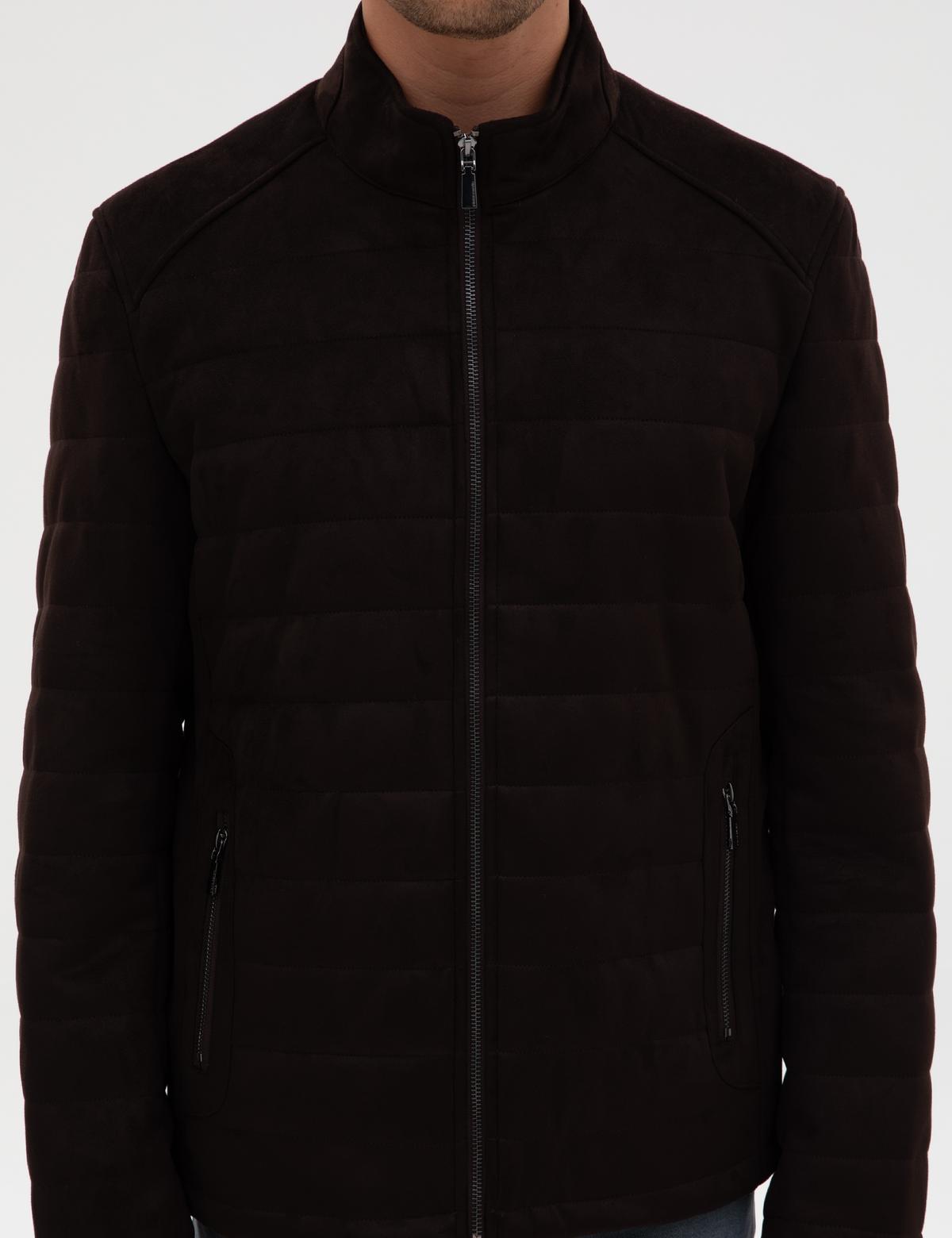 Koyu Kahverengi Suni Deri Ceket - 50318154023