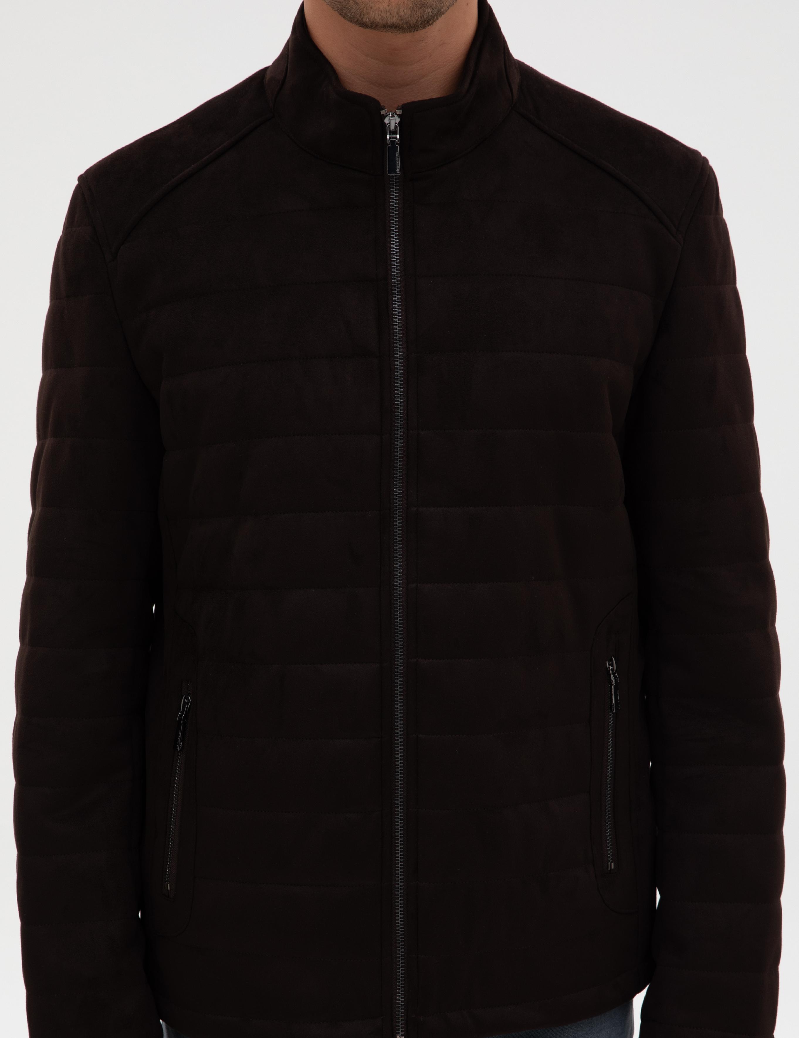 Koyu Kahverengi Suni Deri Ceket