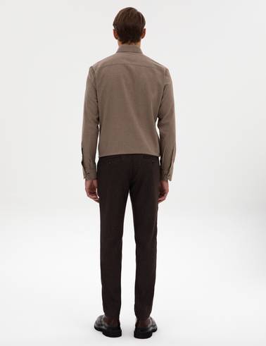 Kahverengi Slim Fit Kanvas Pantolon