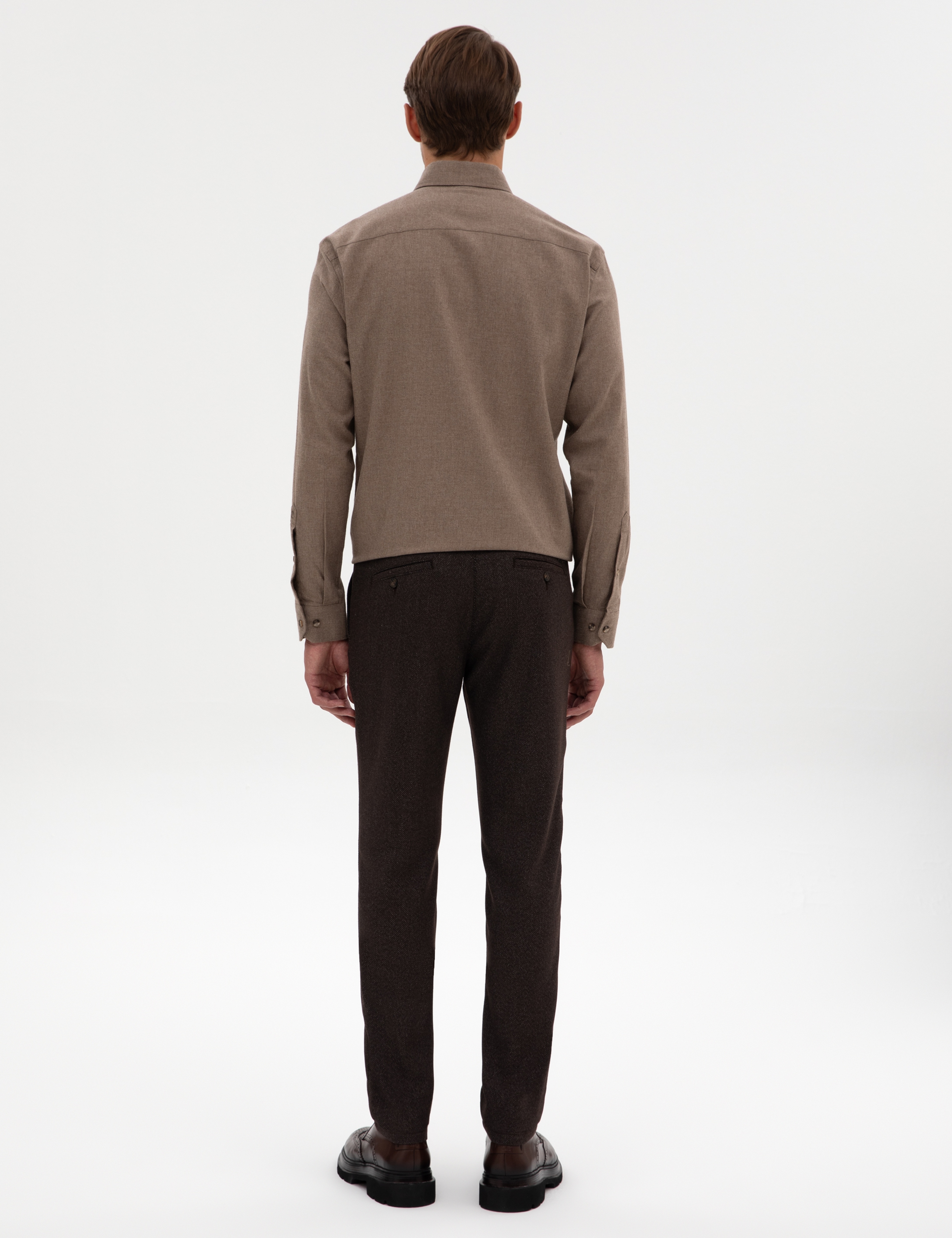 Kahverengi Slim Fit Kanvas Pantolon - Image 4