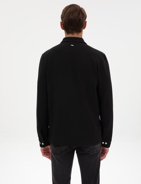 Siyah Regular Fit Örme Gömlek - 50313723001