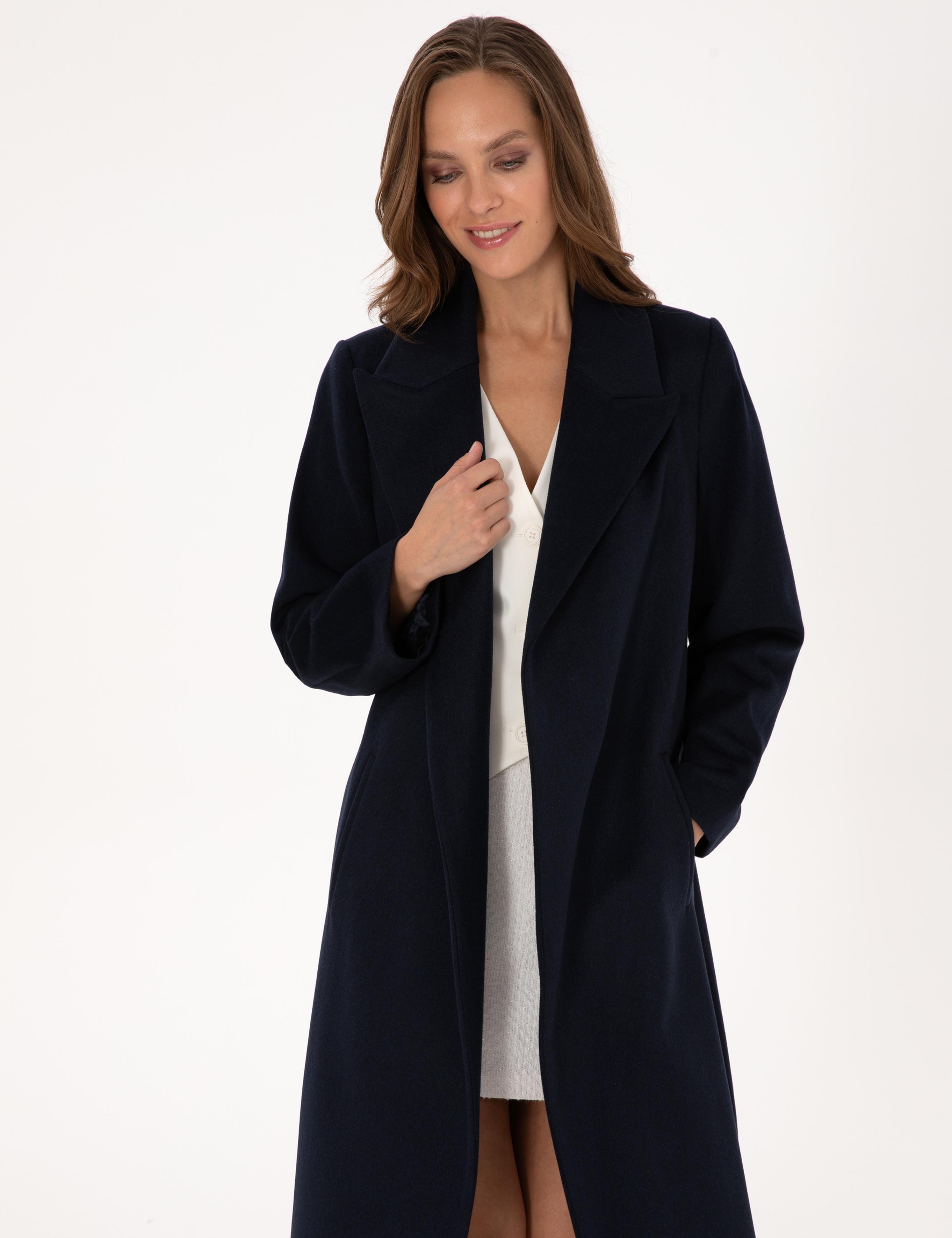 Lacivert Kaşe Kaban